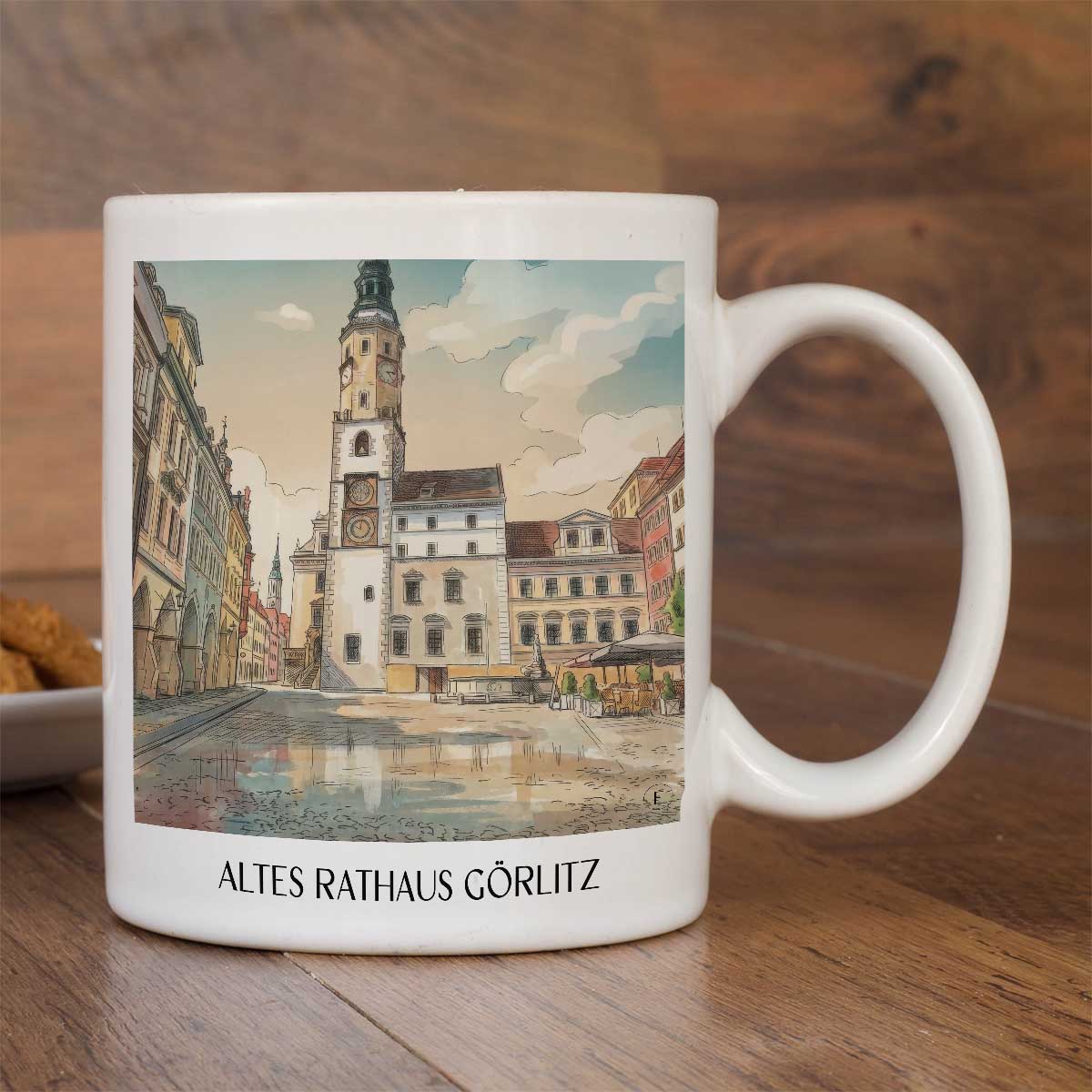altes-rathaus-görlitz-deutschland-kaffeebecher-aquarell