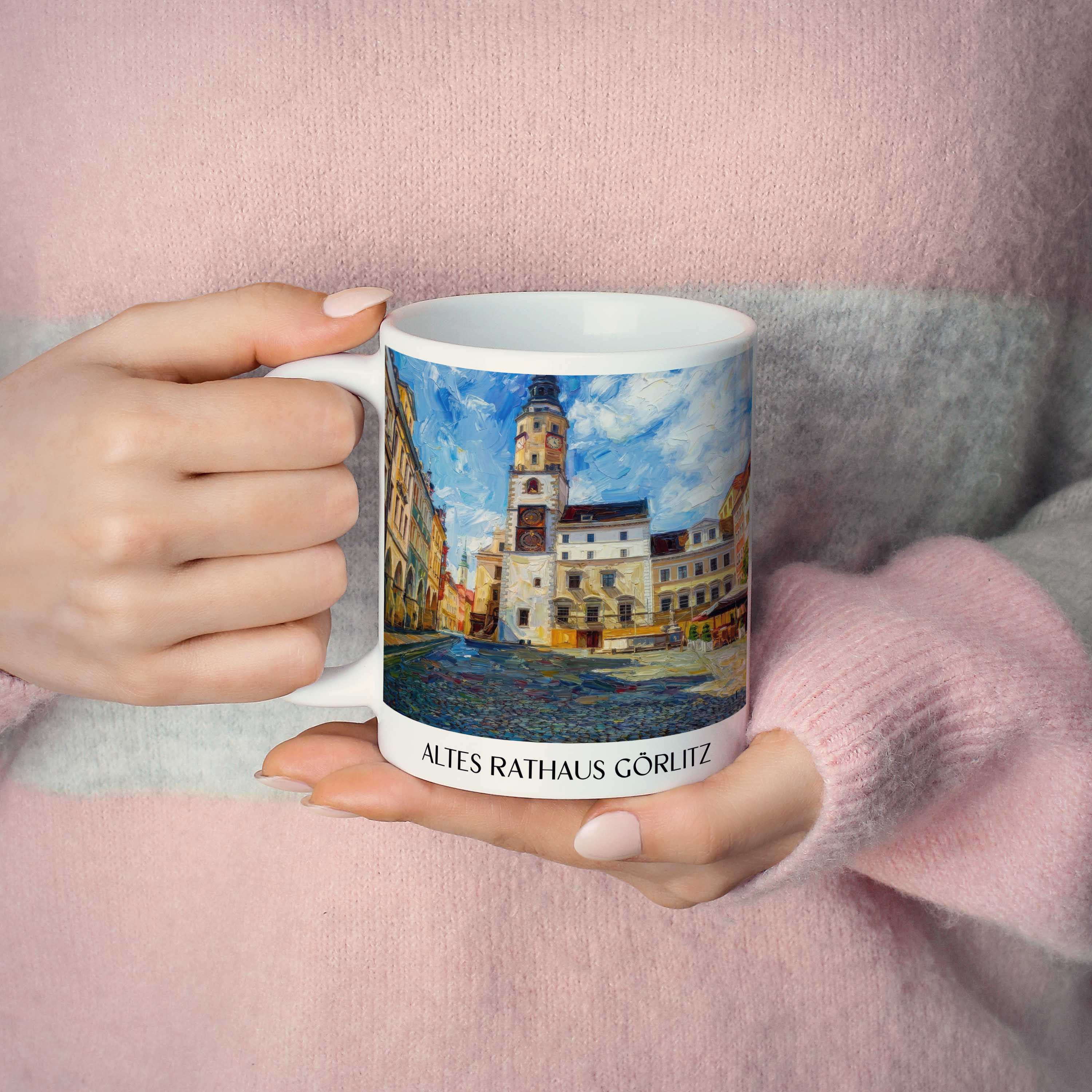 altes-rathaus-görlitz-deutschland-kaffeebecher-oil-painting-oelgemaelde