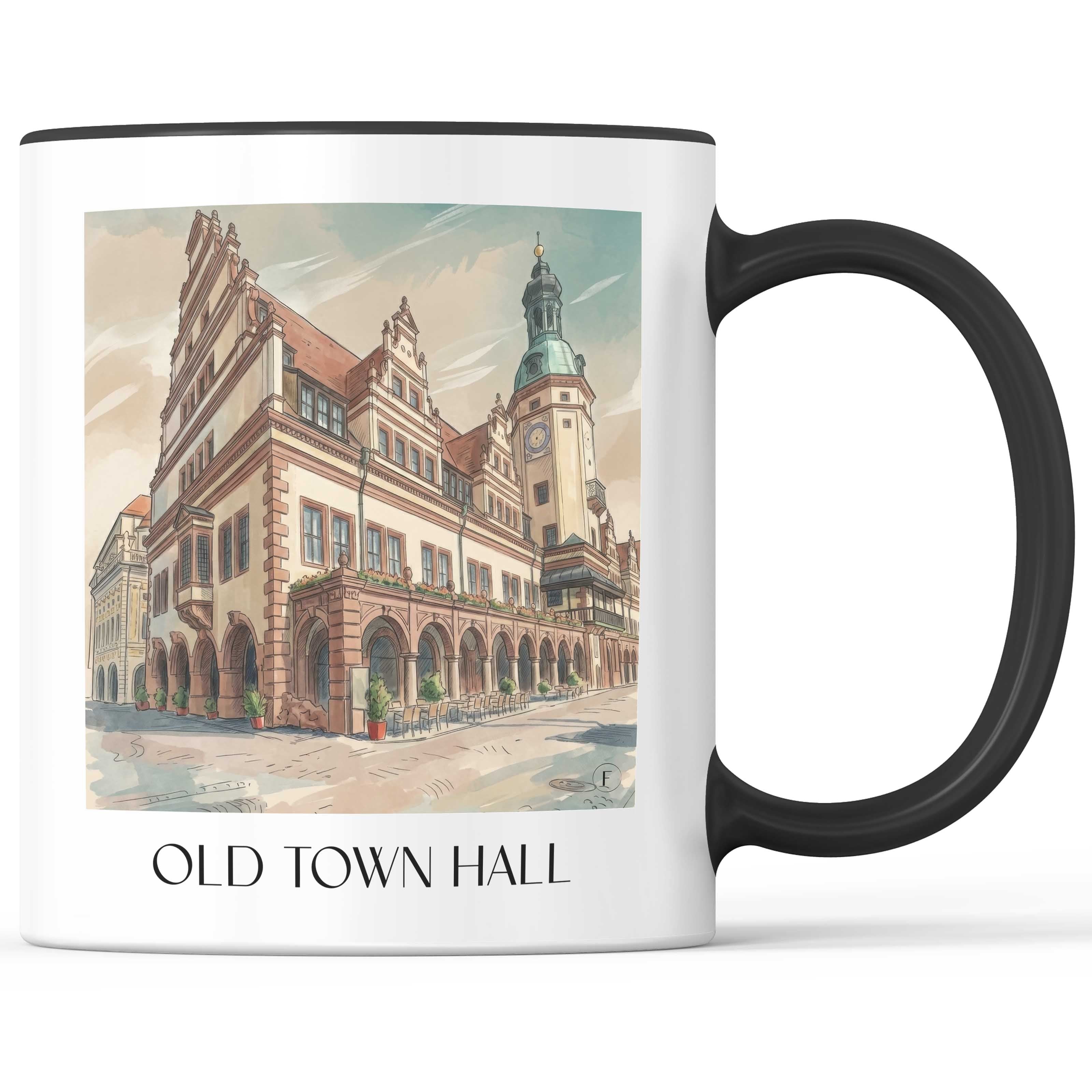 Altes Rathaus Kaffeebecher - Leipzig - Deutschland Becher - Kaffeetasse im Aquarell Stil - favplace