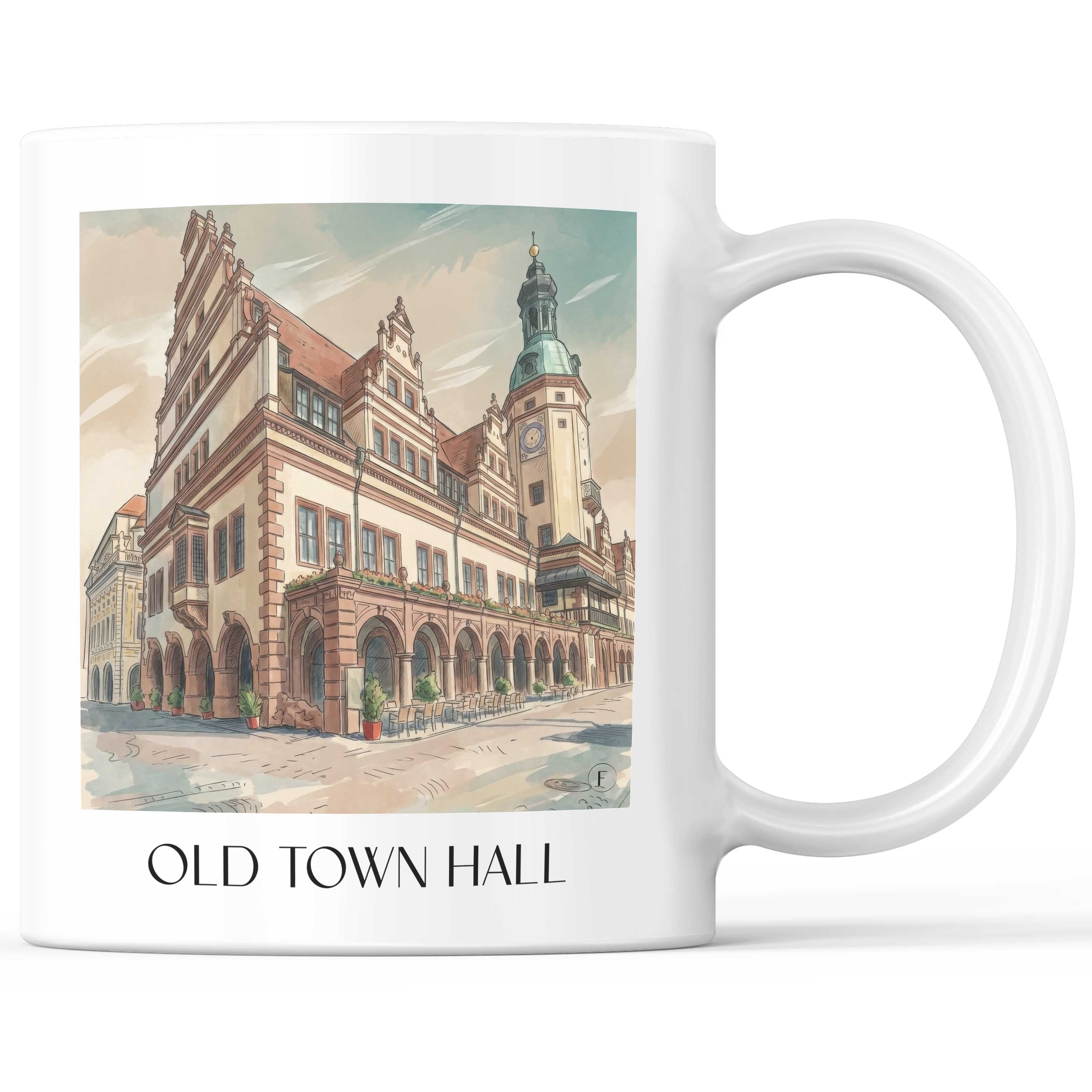 Altes Rathaus Kaffeebecher - Leipzig - Deutschland Becher - Kaffeetasse im Aquarell Stil - favplace