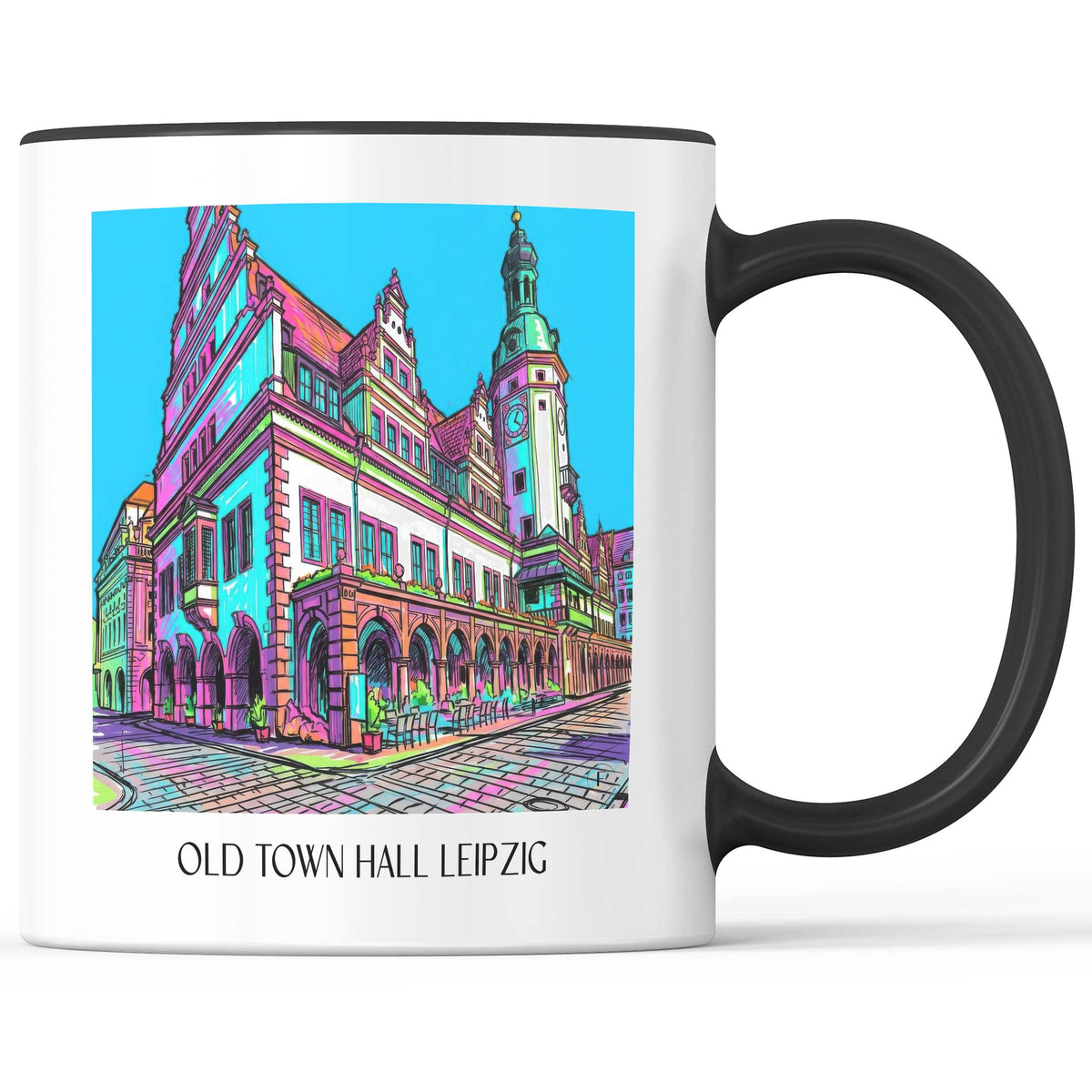 Altes Rathaus Kaffeebecher - Leipzig - Deutschland Becher - Kaffeetasse im Tag Graffiti Stil - favplace