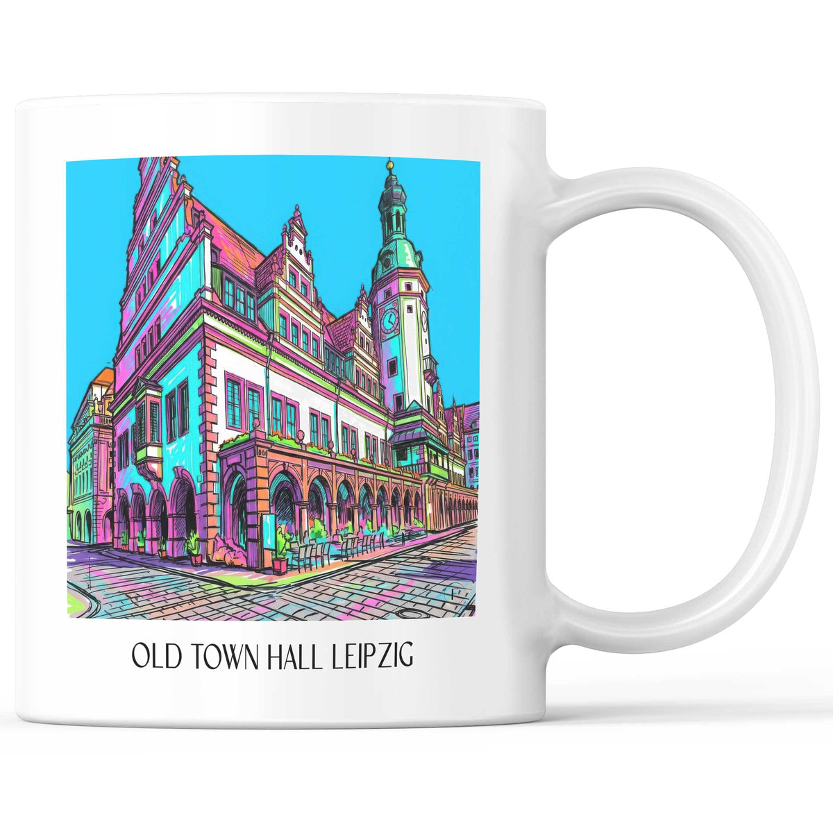 Altes Rathaus Kaffeebecher - Leipzig - Deutschland Becher - Kaffeetasse im Tag Graffiti Stil - favplace