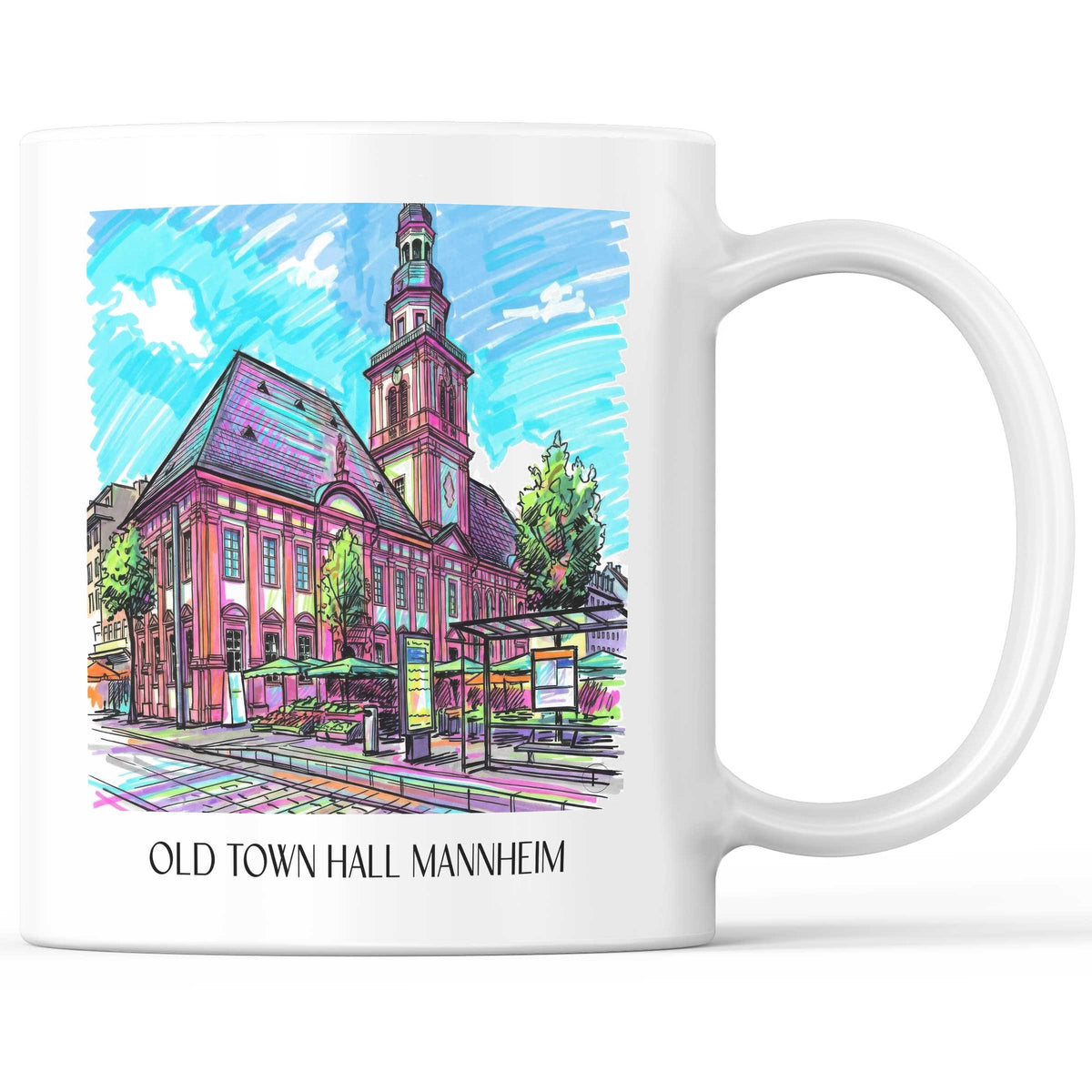 Altes Rathaus Kaffeebecher - Mannheim - Deutschland Becher - Kaffeetasse im Tag Graffiti Stil - favplace