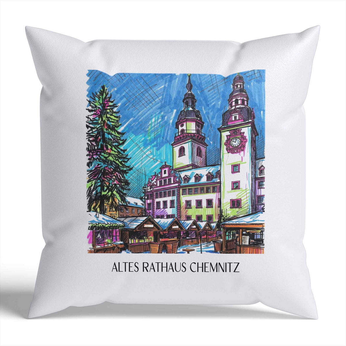 altes-rathaus-chemnitz-deutschland-kissenbezug-graffiti