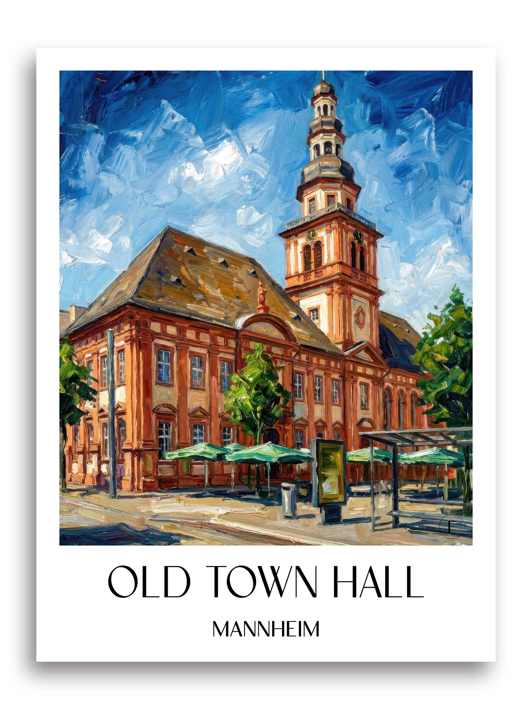 Altes Rathaus Poster - Mannheim - Deutschland Kunstdruck - Ölgemälde von A4 bis A1 - favplace