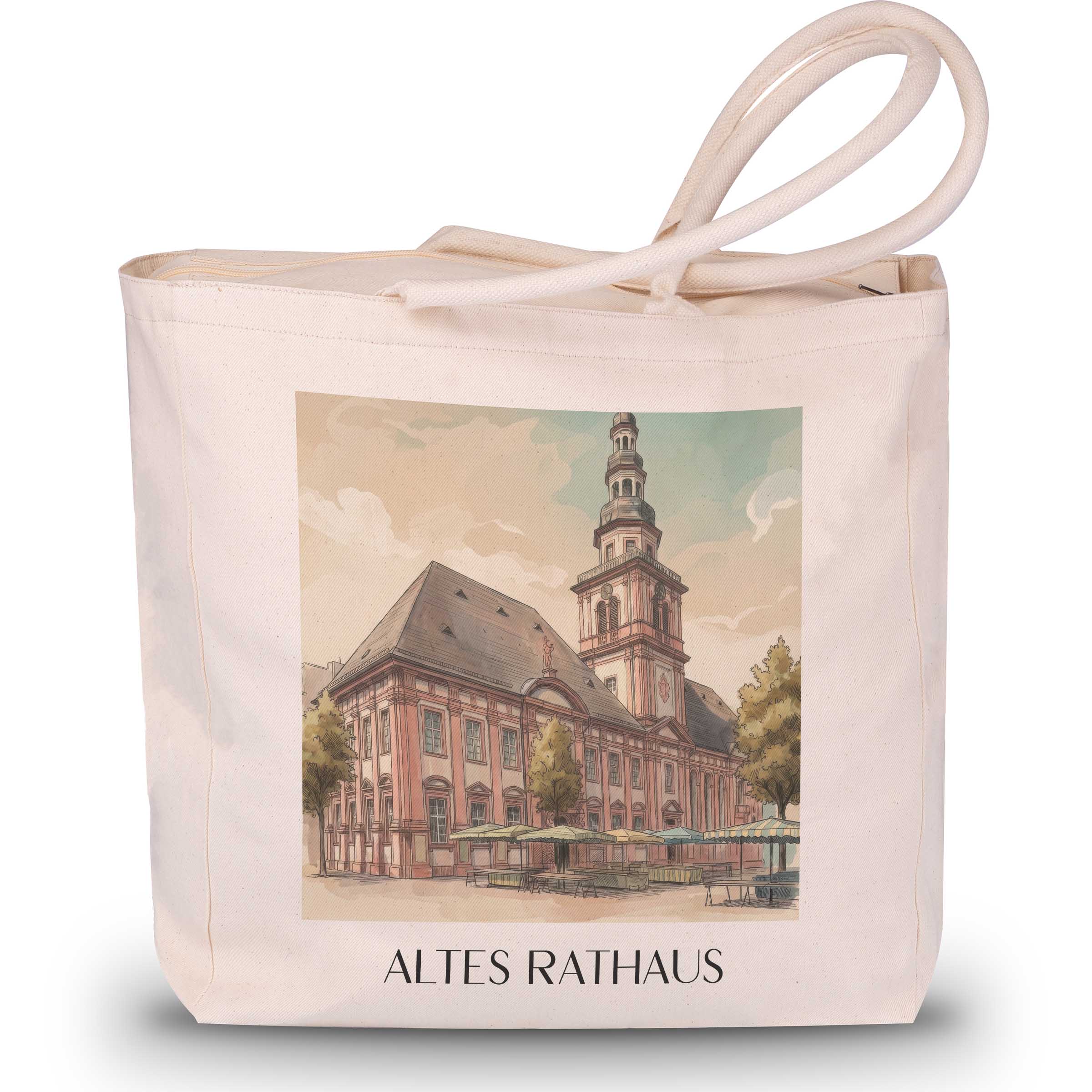 altes-rathaus-mannheim-deutschland-und-deutschland-einkaufstasche-aquarell