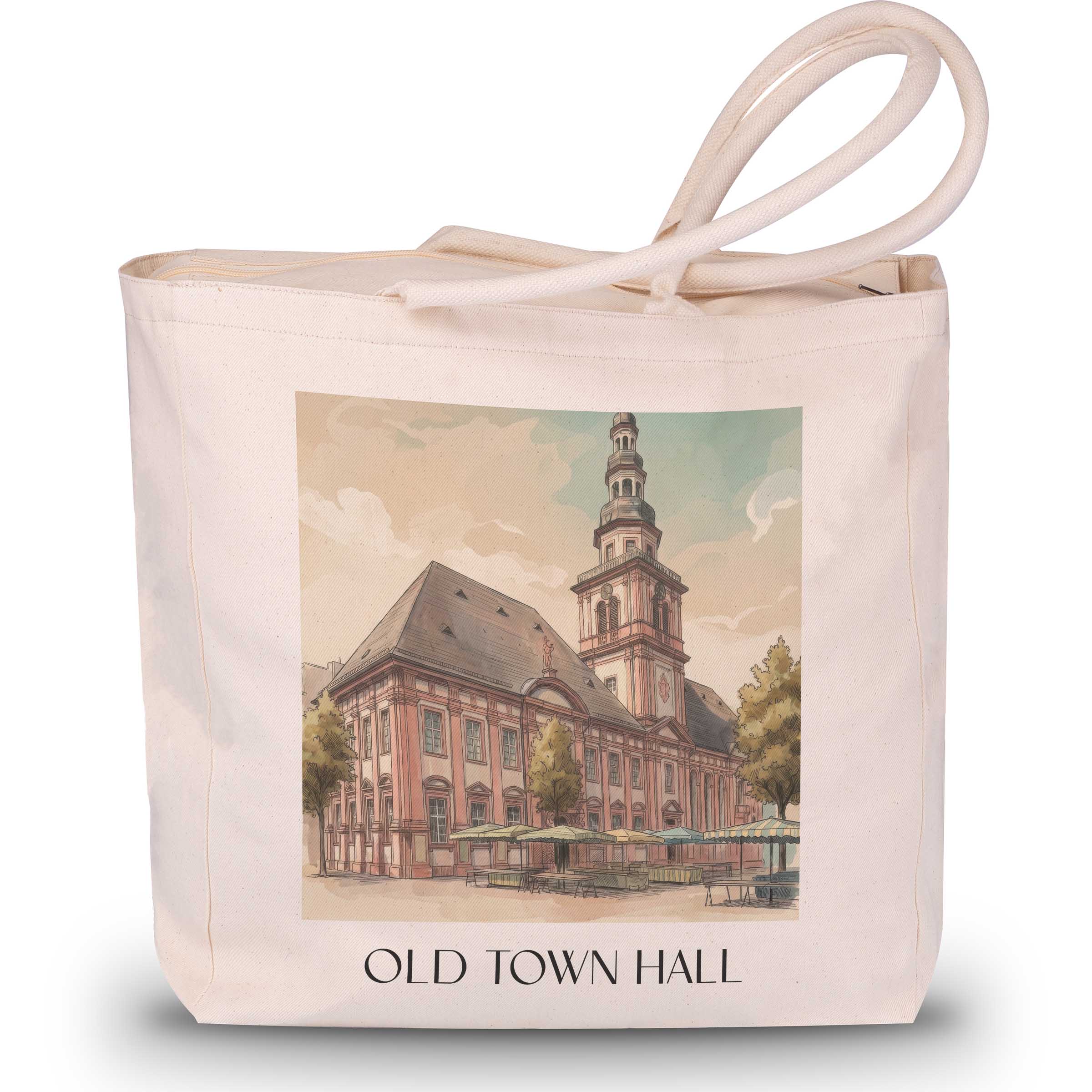 Altes Rathaus Shopping Tasche - Mannheim - Deutschland und Deutschland Tote Bag - Einkaufstasche im Aquarell Stil - favplace