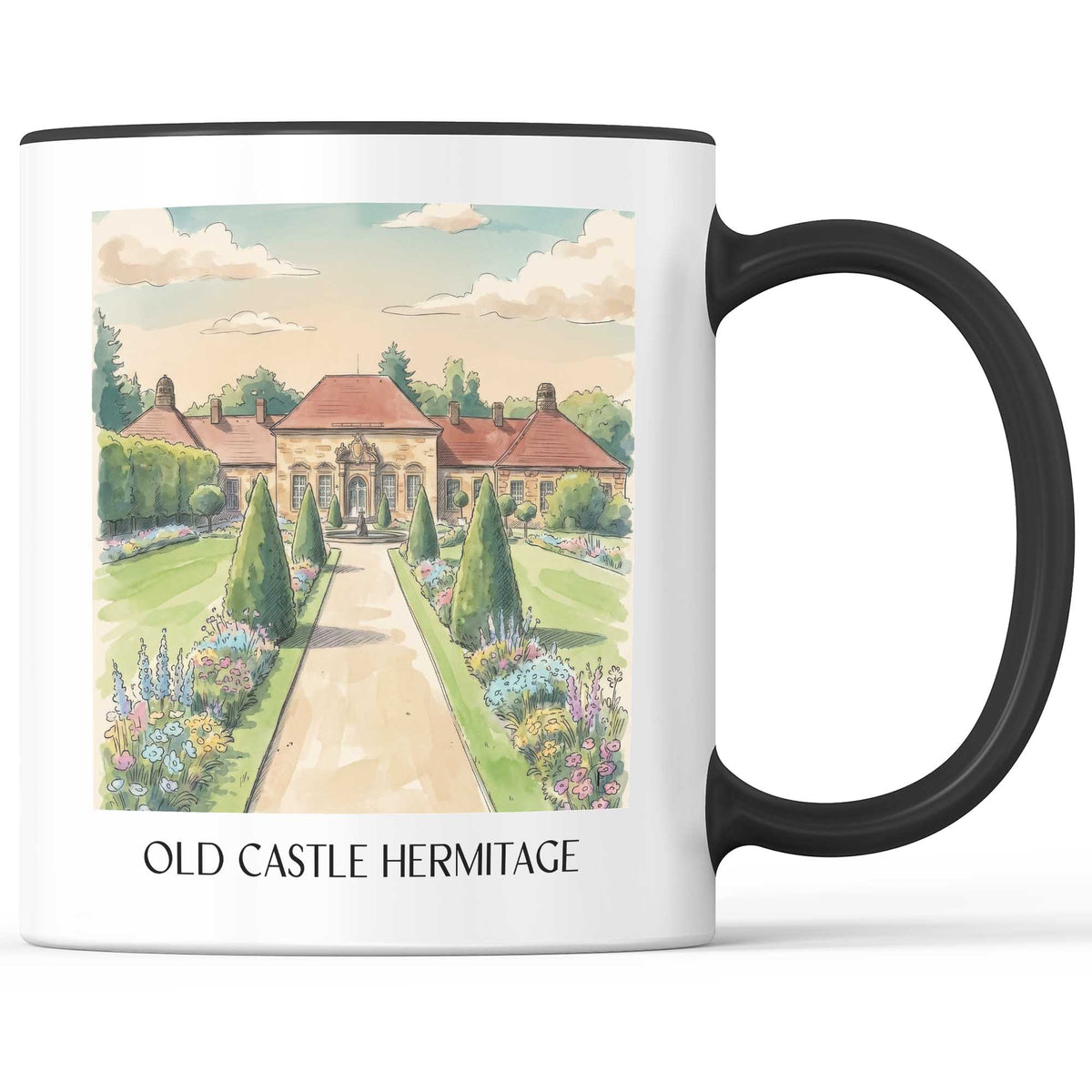 Altes Schloss Eremitage Kaffeebecher - Bayreuth - Deutschland Becher - Kaffeetasse im Aquarell Stil - favplace