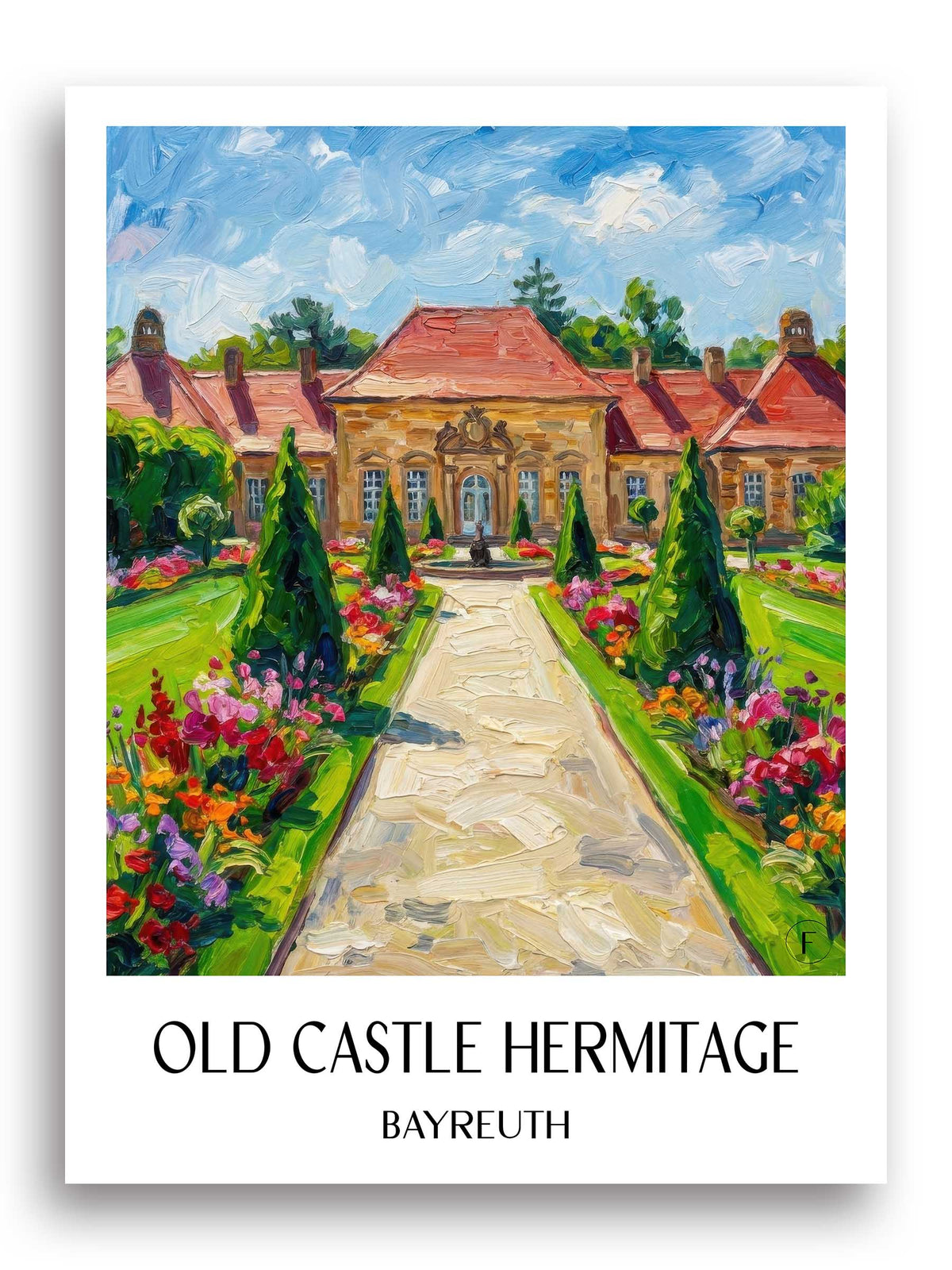 Altes Schloss Eremitage Poster - Bayreuth - Deutschland Kunstdruck - Ölgemälde von A4 bis A1 - favplace