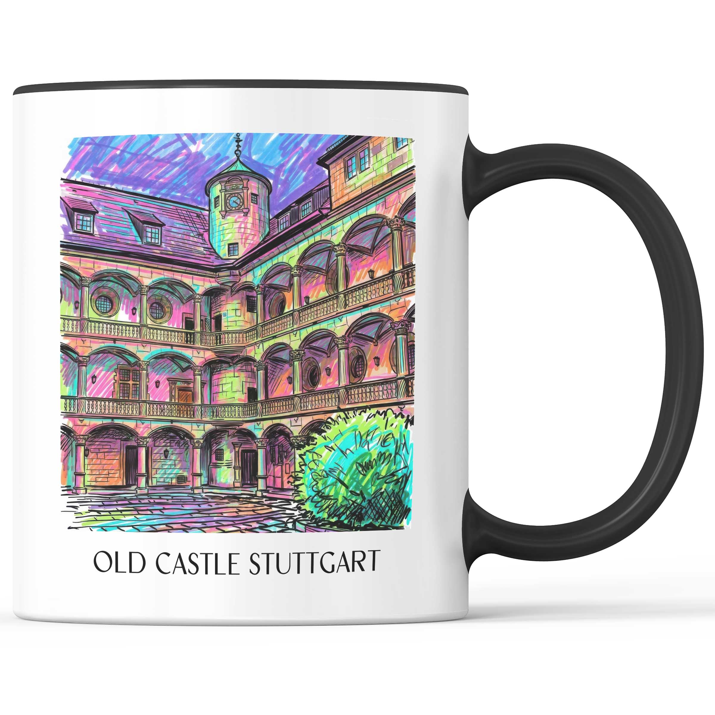 Altes Schloss Kaffeebecher - Stuttgart - Deutschland Becher - Kaffeetasse im Tag Graffiti Stil