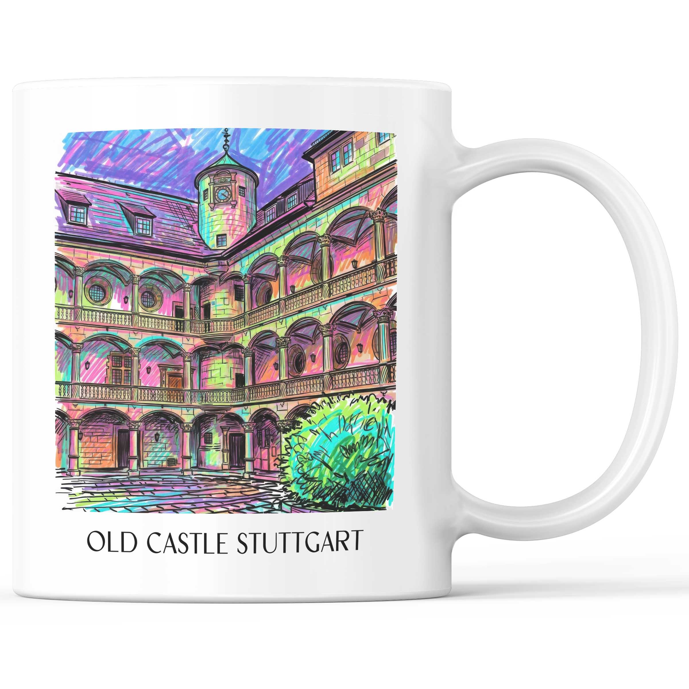 Altes Schloss Kaffeebecher - Stuttgart - Deutschland Becher - Kaffeetasse im Tag Graffiti Stil