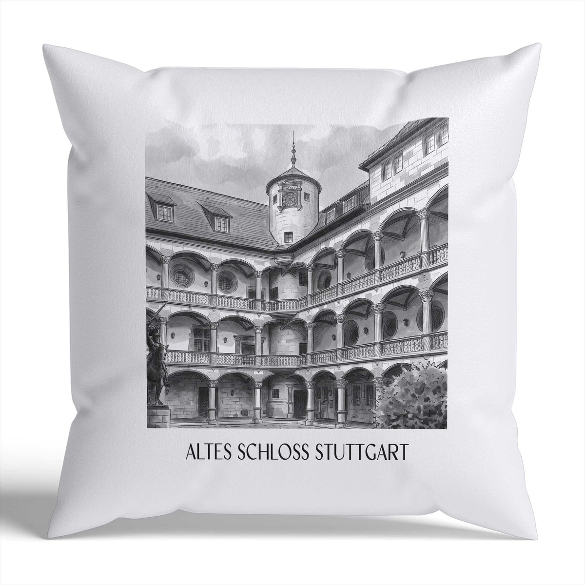 altes-schloss-stuttgart-deutschland-kissenbezug-aquarell-schwarz-weiss