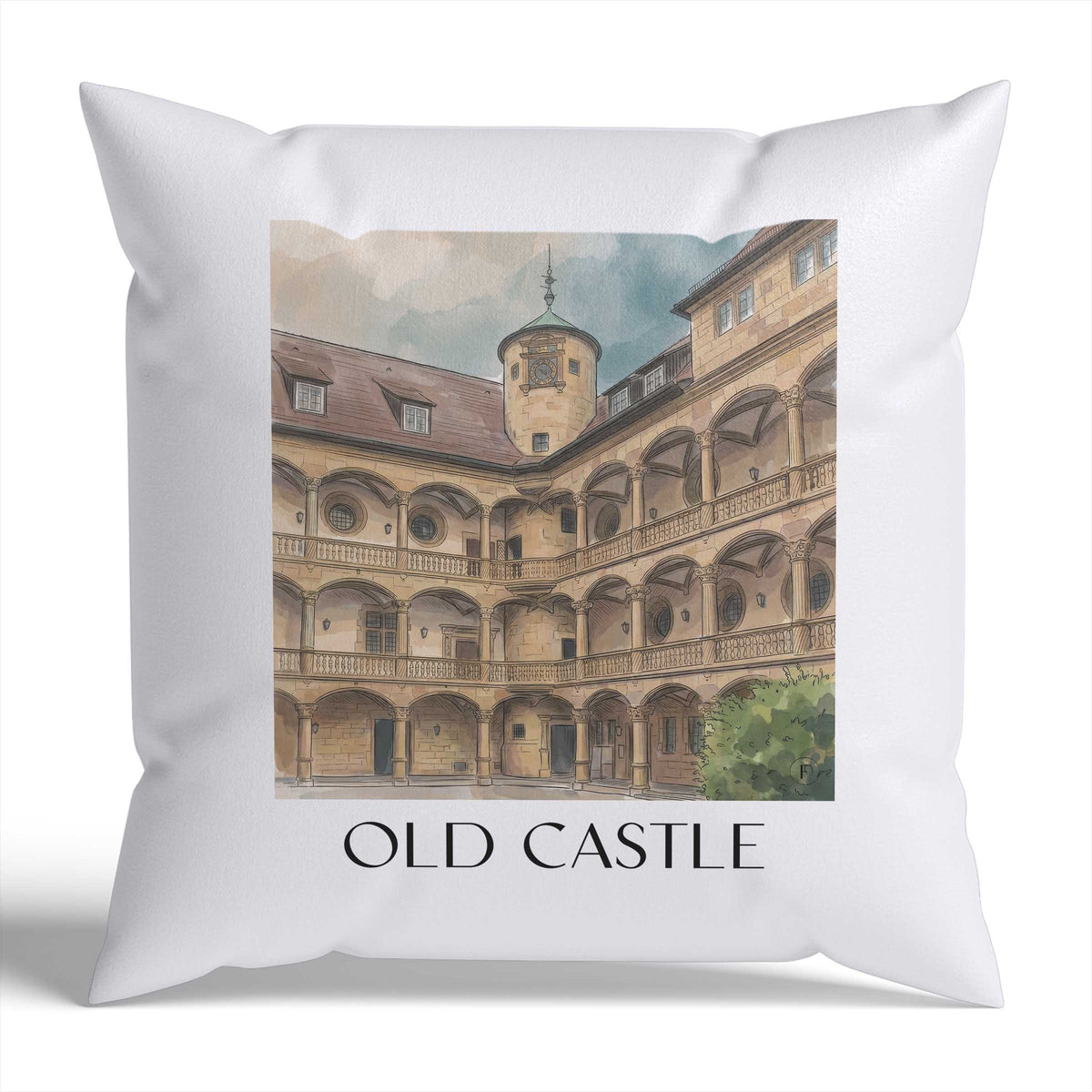 Altes Schloss Kissenhülle - Zierkissen Bezug - Stuttgart - Deutschland Kissen bzw. Kissenbezug im Aquarell Stil - favplace