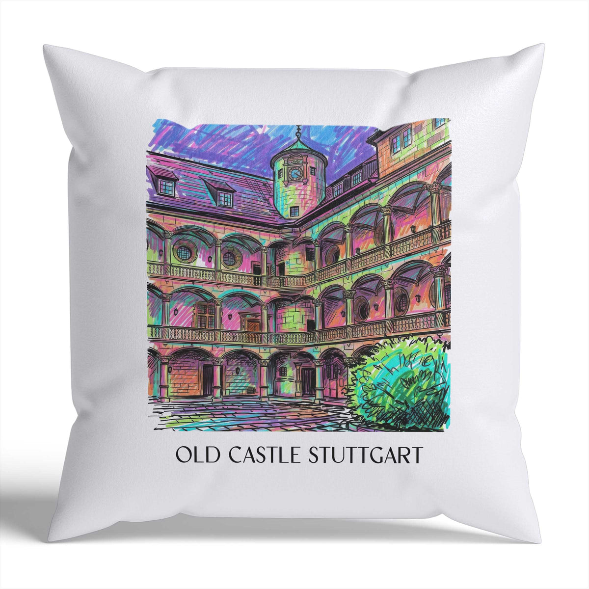 Altes Schloss Kissenhülle - Zierkissen Bezug - Stuttgart - Deutschland Kissen bzw. Kissenbezug im Tag Graffiti Stil - favplace