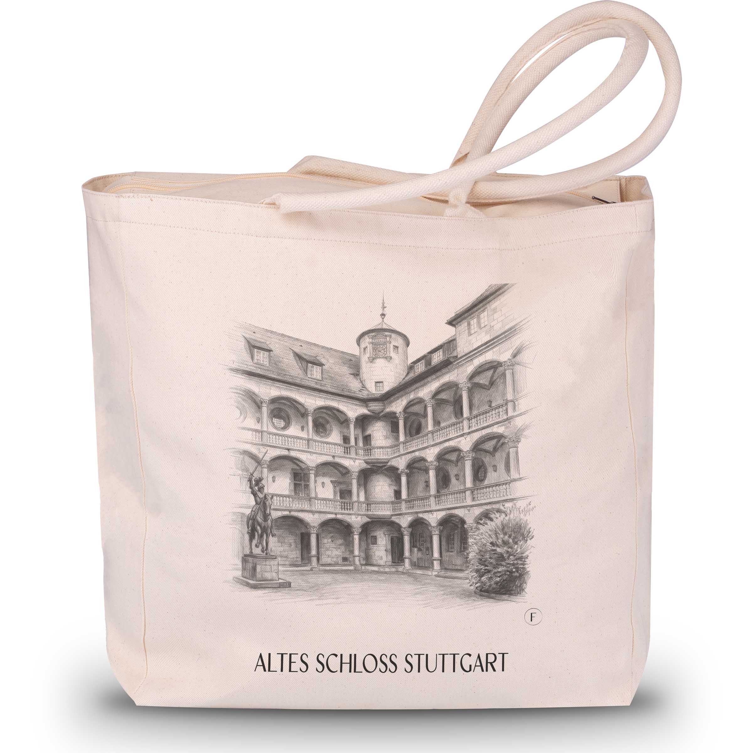 altes-schloss-stuttgart-deutschland-einkaufstasche-bleistift-zeichnung-drawing