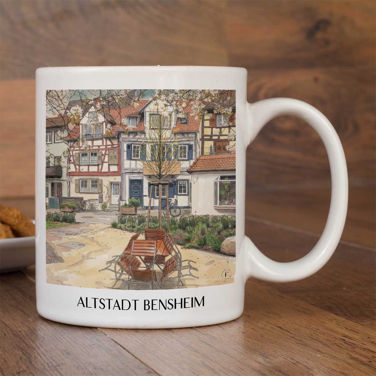 altstadt-bensheim-deutschland-kaffeebecher-aquarell