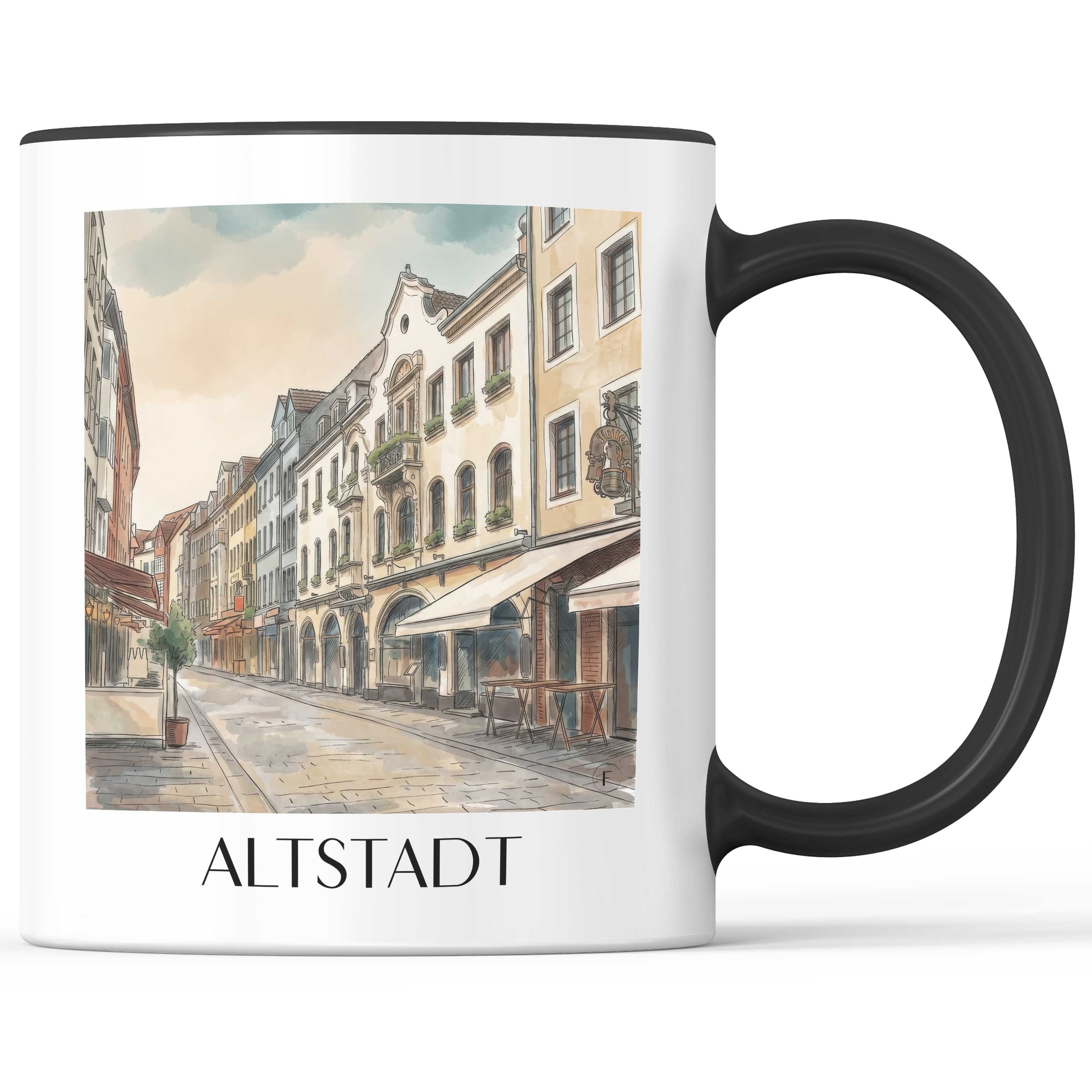altstadt-düsseldorf-deutschland-kaffeebecher-aquarell