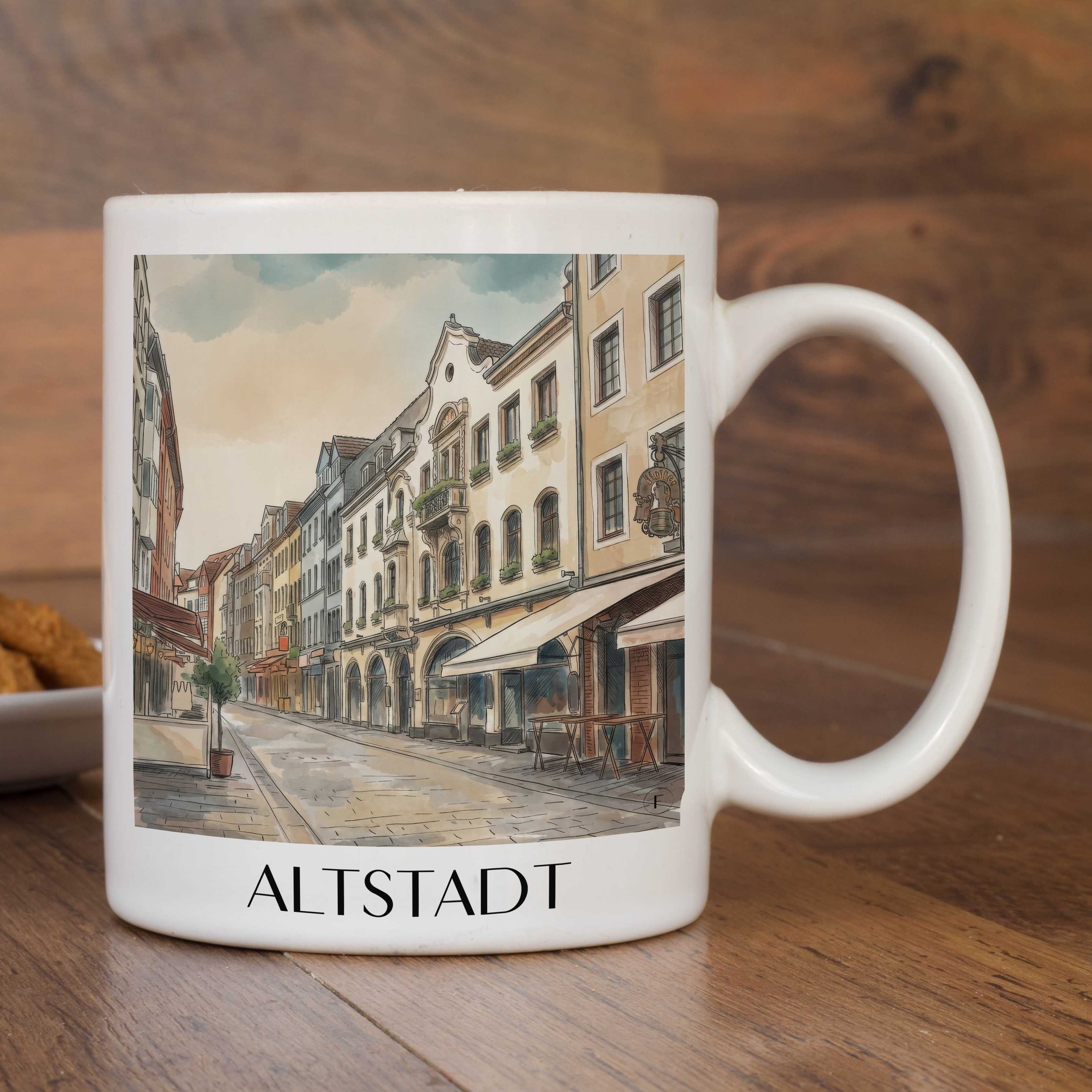 altstadt-düsseldorf-deutschland-kaffeebecher-aquarell