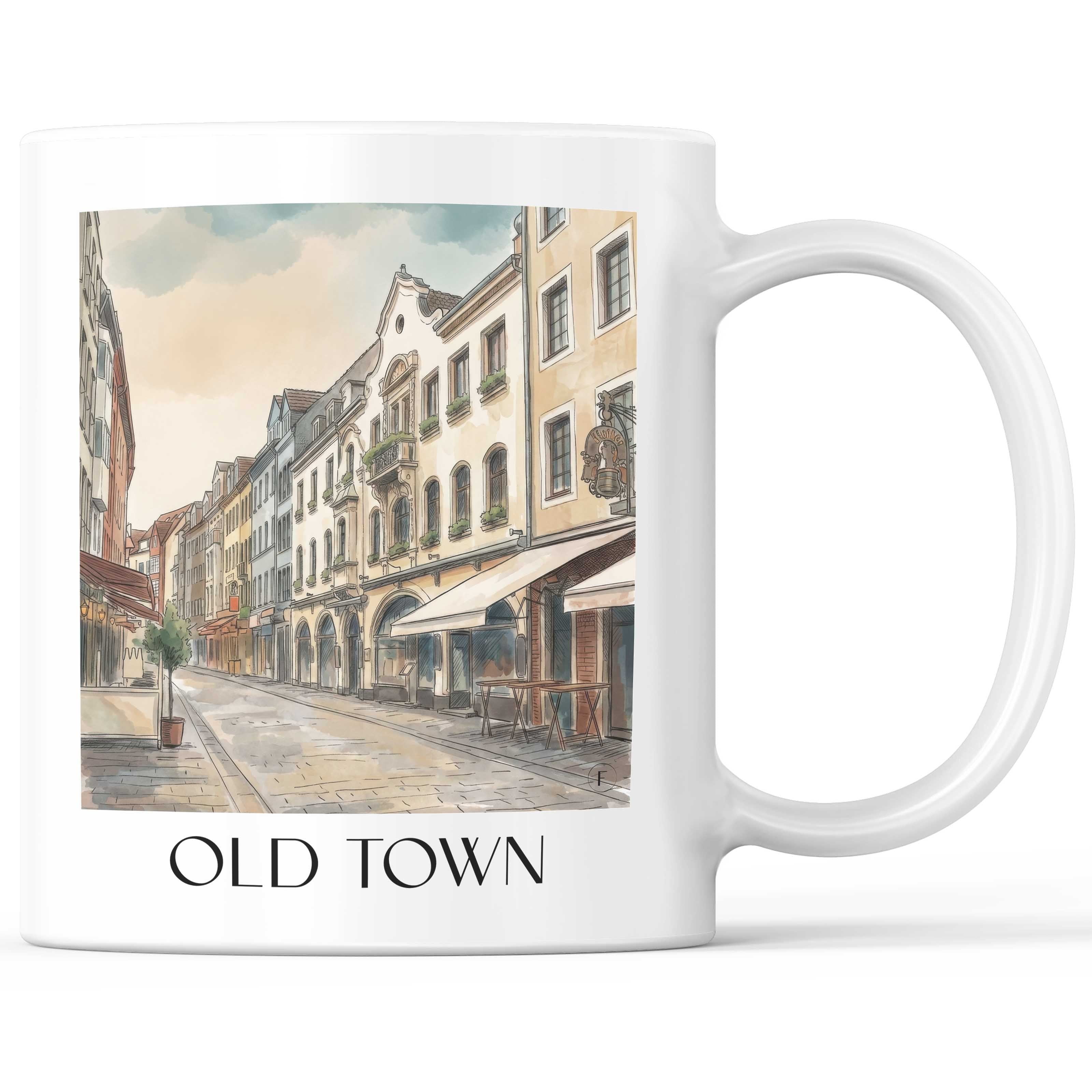 Altstadt Kaffeebecher - Düsseldorf - Deutschland Becher - Kaffeetasse im Aquarell Stil - favplace