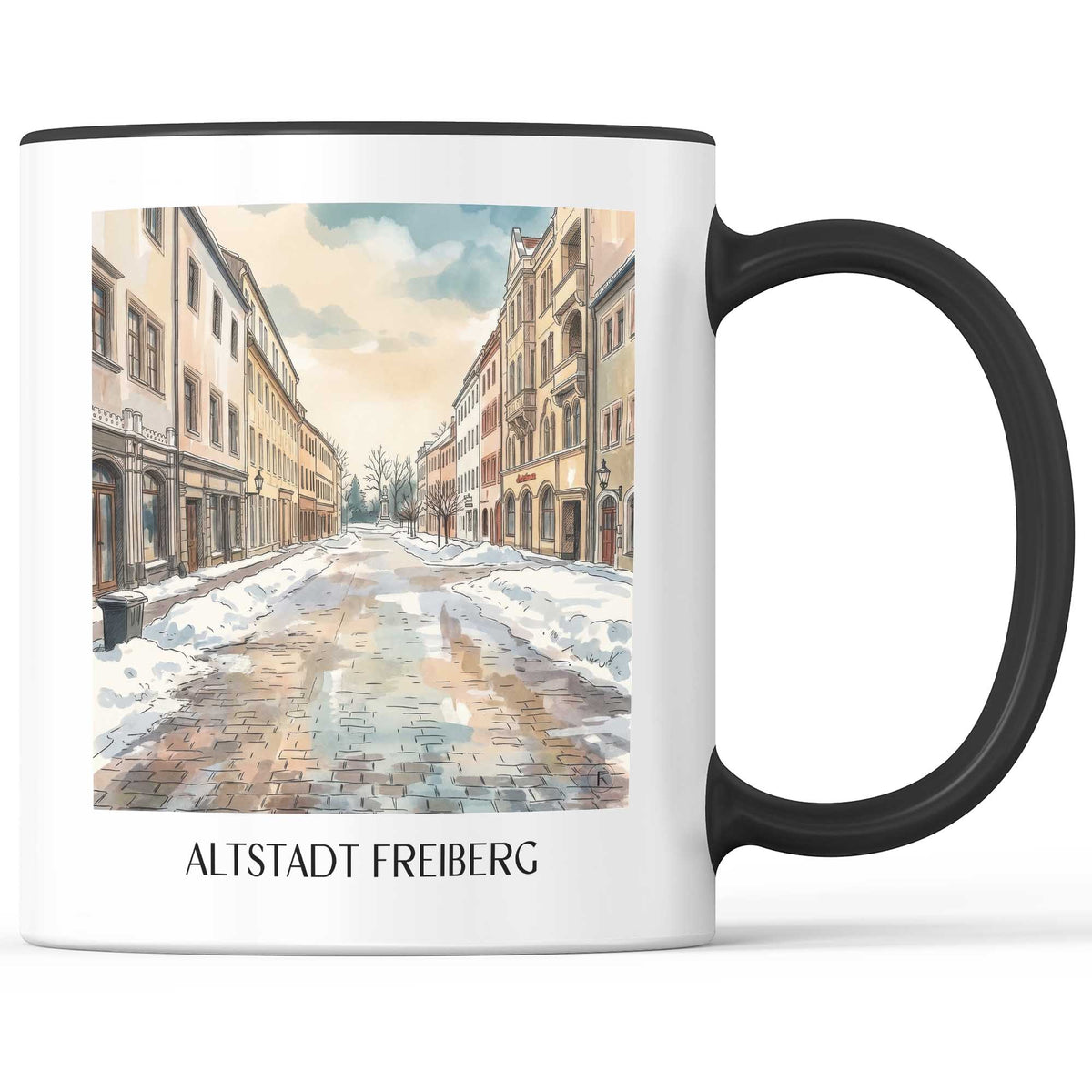 altstadt-freiberg-deutschland-kaffeebecher-aquarell
