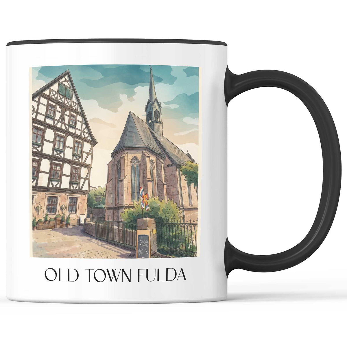 Altstadt Kaffeebecher - Fulda - Deutschland Becher - Kaffeetasse im Aquarell Stil - favplace