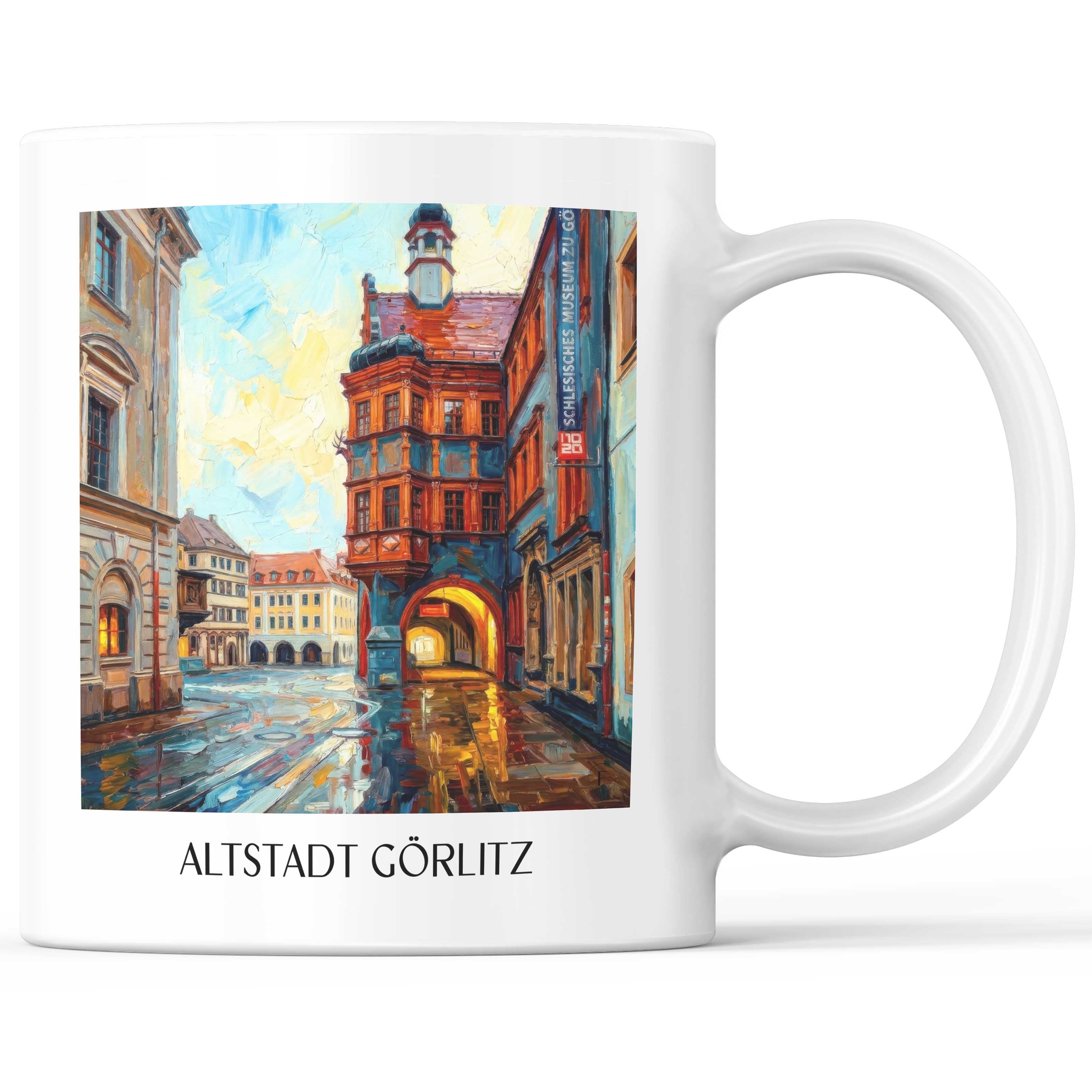 Altstadt Kaffeebecher - Görlitz - Deutschland Becher - Kaffeetasse im Ölgemälde Stil - favplace