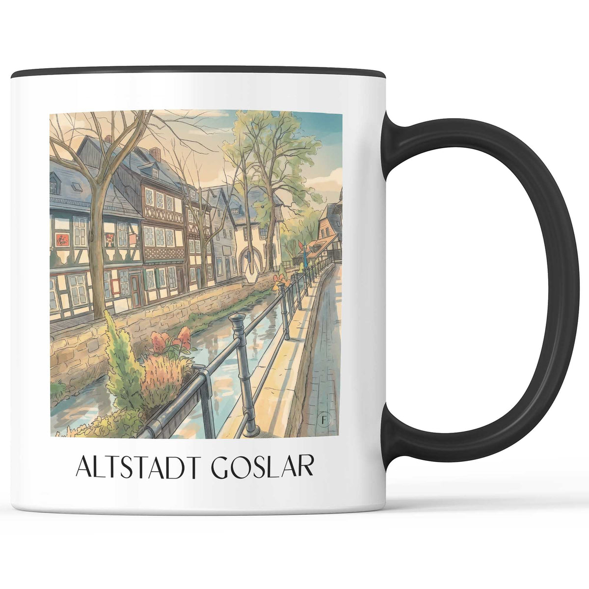altstadt-goslar-deutschland-kaffeebecher-aquarell