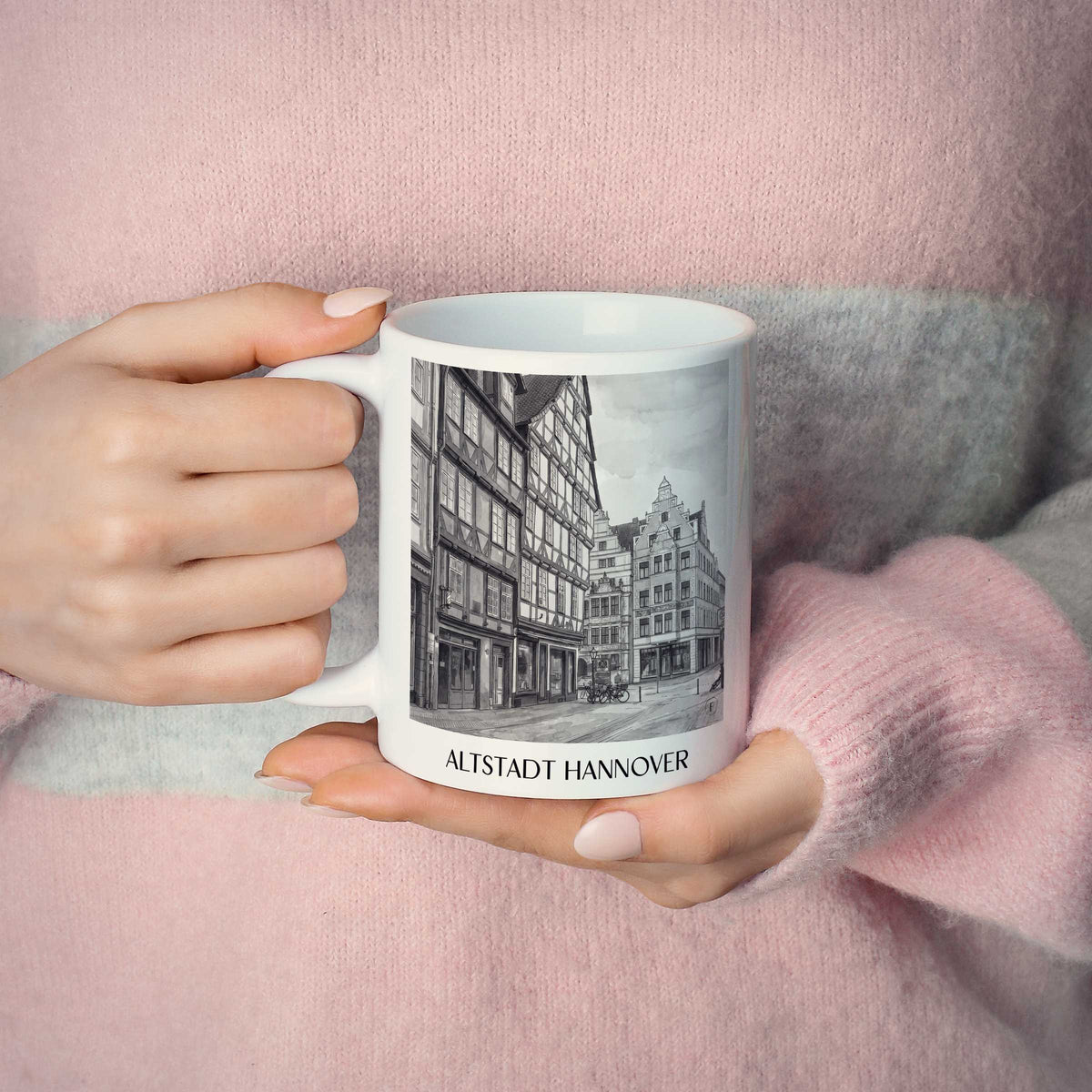 altstadt-hannover-deutschland-kaffeebecher-aquarell-schwarz-weiss