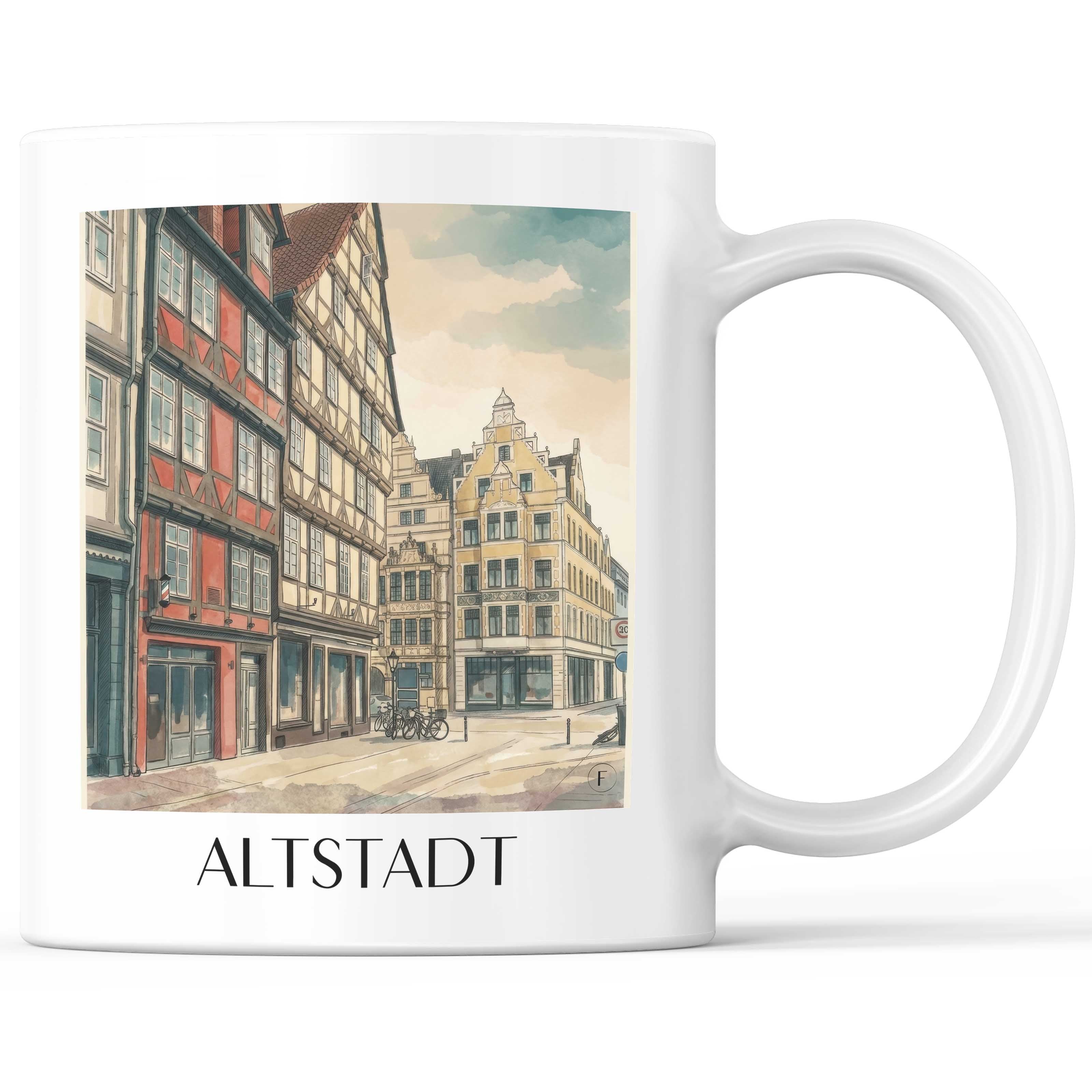 Altstadt Kaffeebecher - Hannover - Deutschland Becher - Kaffeetasse im Aquarell Stil - favplace
