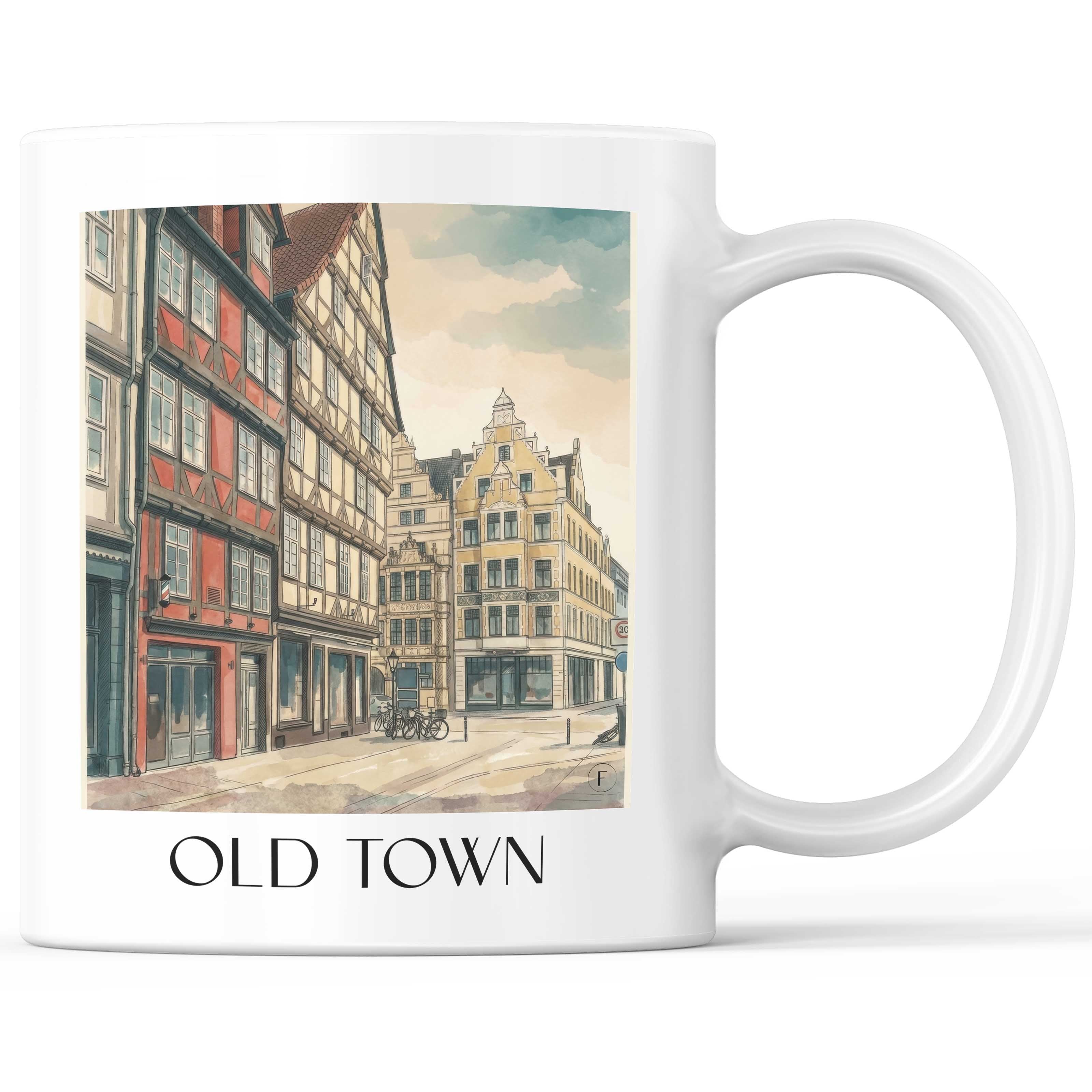 Altstadt Kaffeebecher - Hannover - Deutschland Becher - Kaffeetasse im Aquarell Stil - favplace
