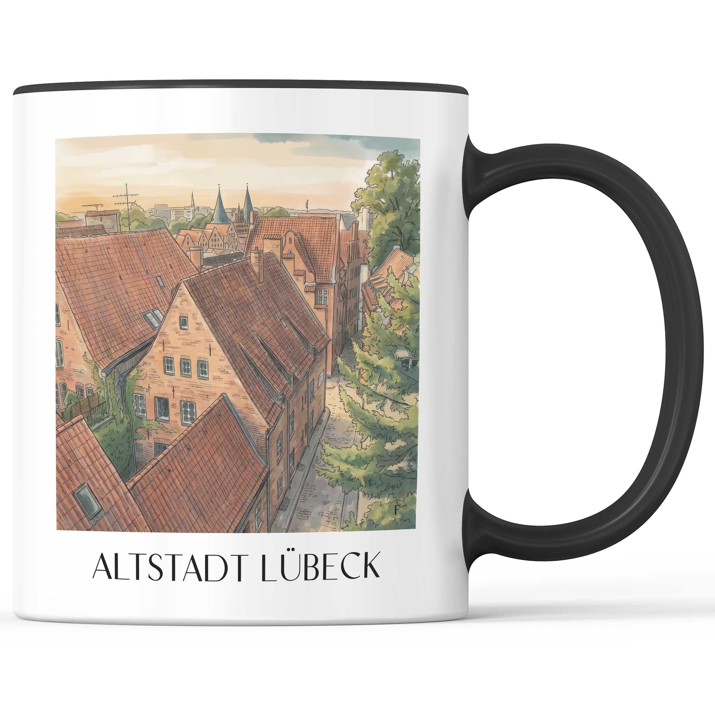 altstadt-lübeck-deutschland-kaffeebecher-aquarell