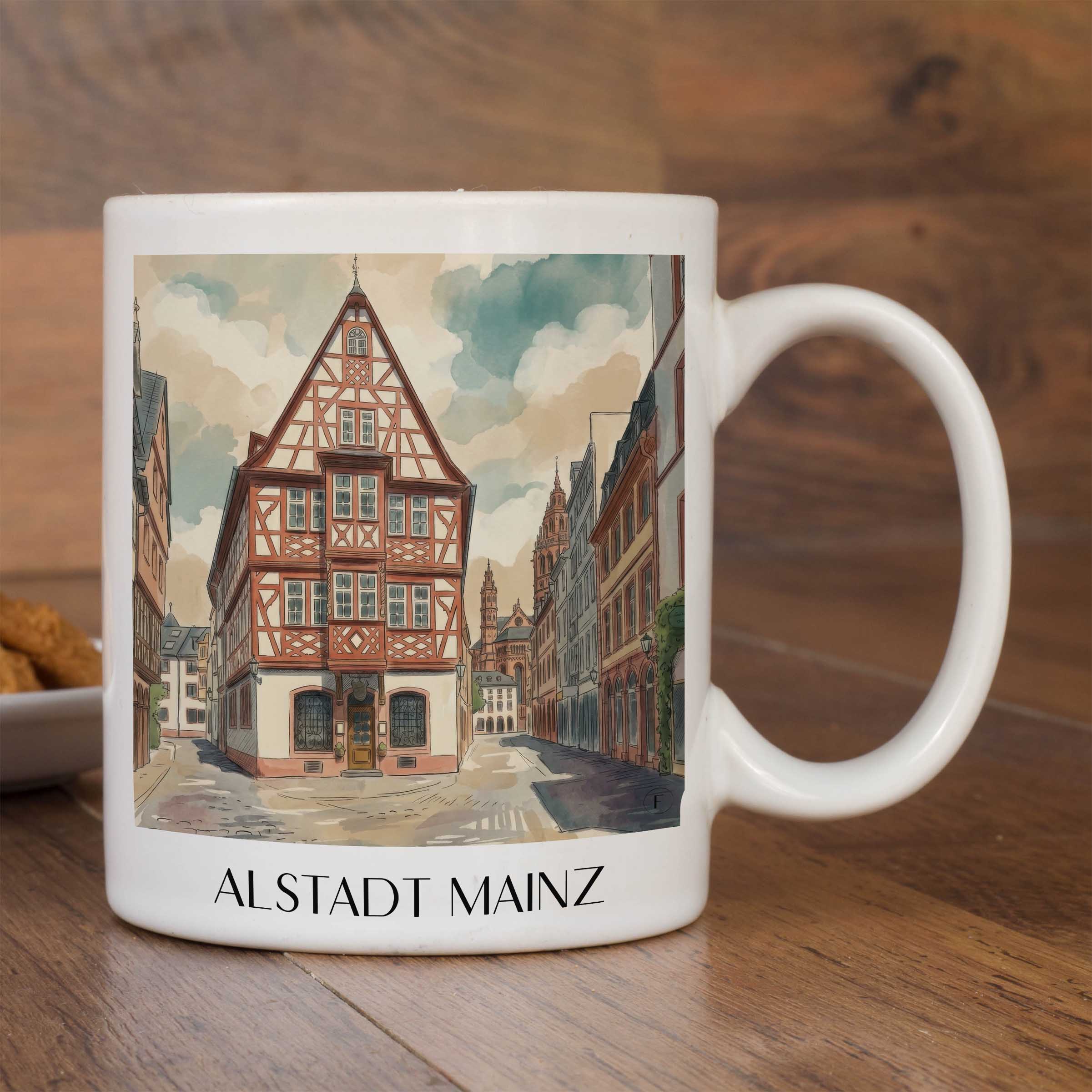 altstadt-mainz-deutschland-kaffeebecher-aquarell