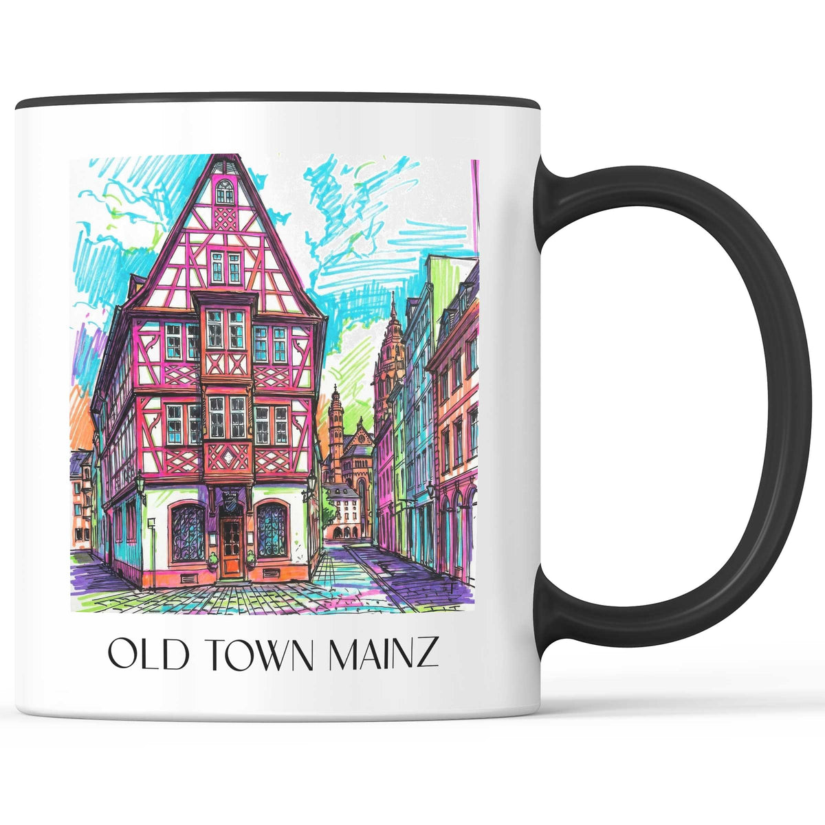 Altstadt Kaffeebecher - Mainz - Deutschland Becher - Kaffeetasse im Tag Graffiti Stil - favplace