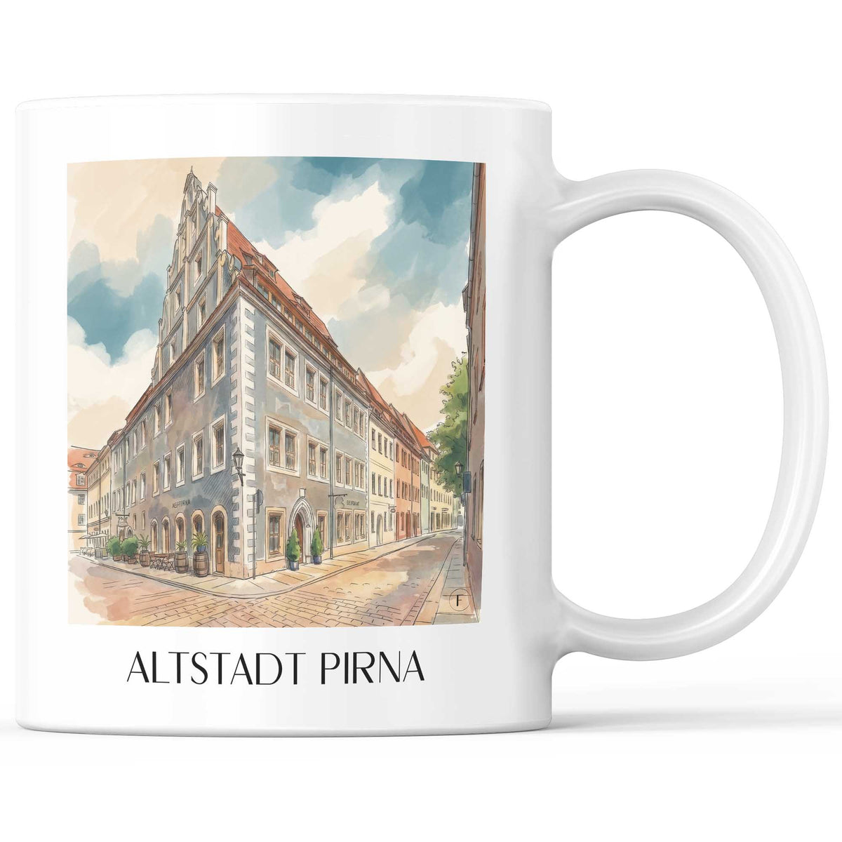 Altstadt Kaffeebecher - Pirna - Deutschland Becher - Kaffeetasse im Aquarell Stil - favplace