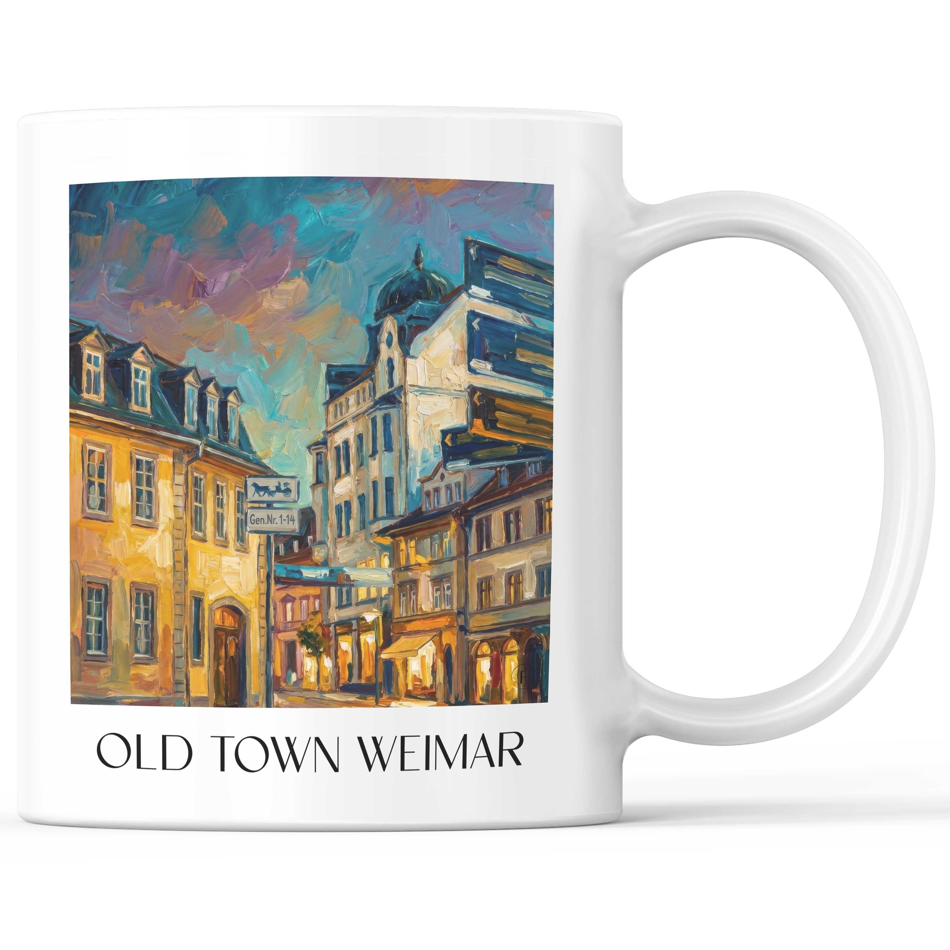 Altstadt Kaffeebecher - Weimar - Deutschland Becher - Kaffeetasse im Ölgemälde Stil - favplace