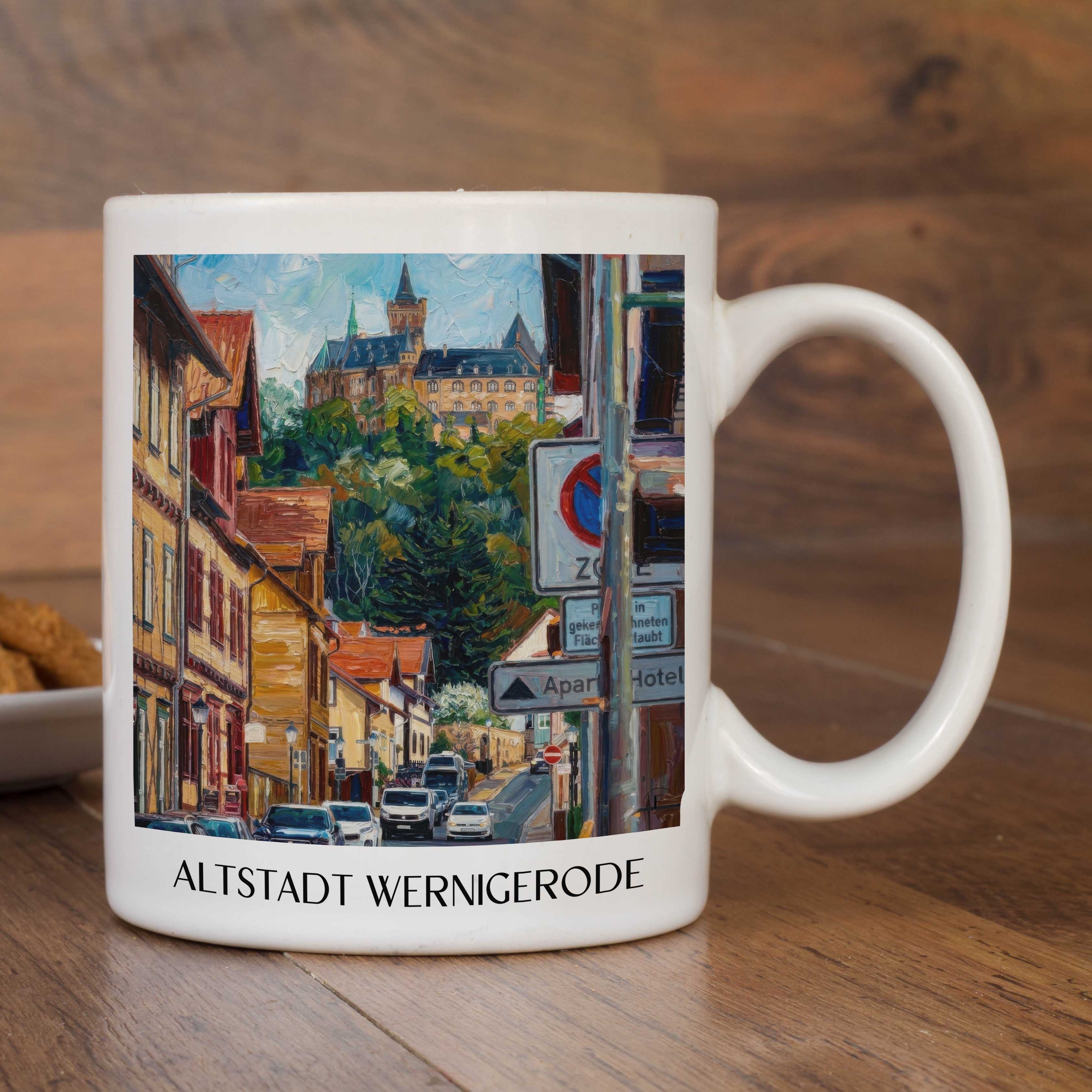 altstadt-wernigerode-deutschland-kaffeebecher-oil-painting-oelgemaelde