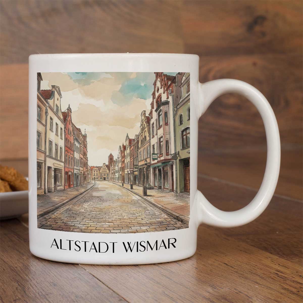altstadt-wismar-deutschland-kaffeebecher-aquarell