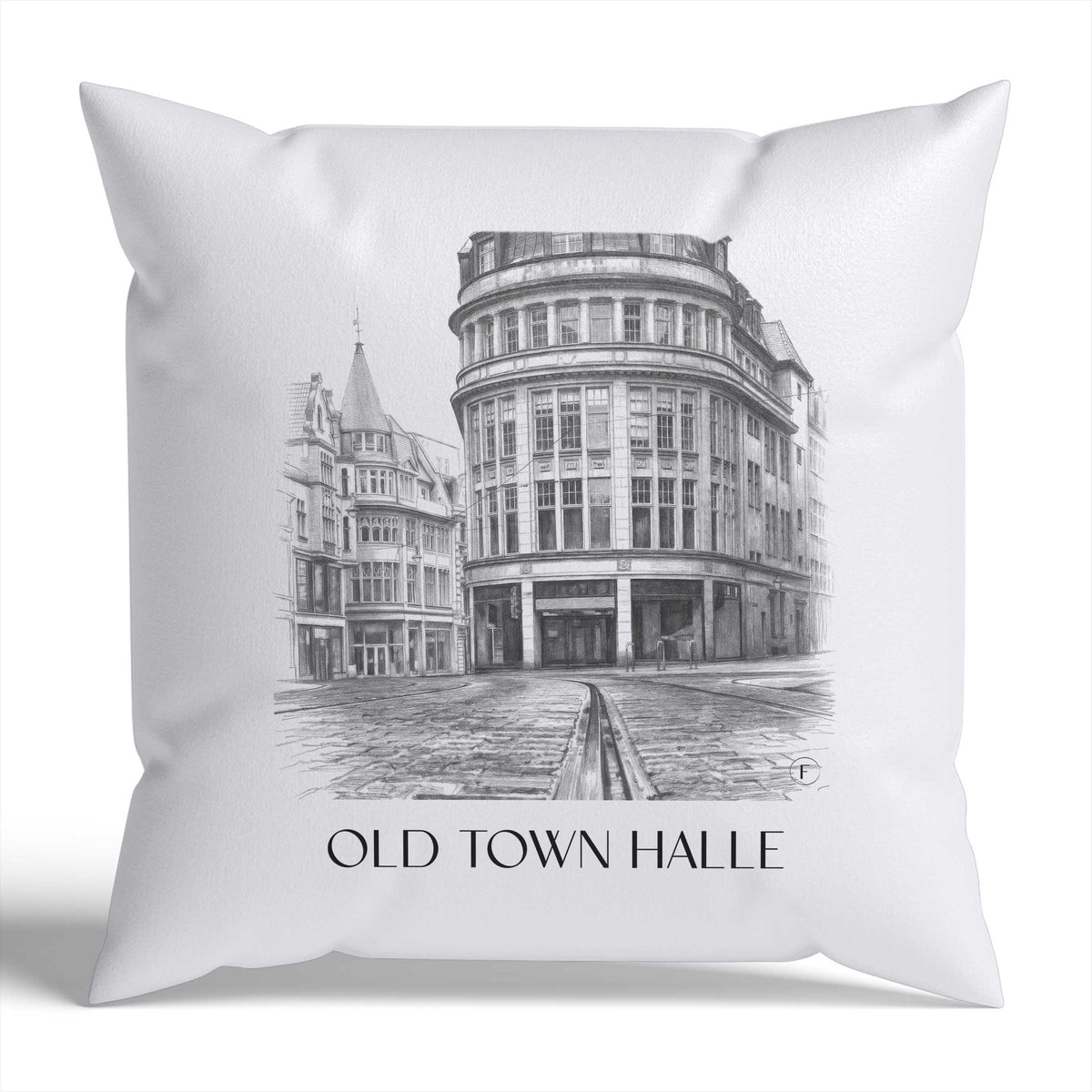 Altstadt Kissenhülle - Zierkissen Bezug - Halle - Deutschland Kissen bzw. Kissenbezug im Zeichnung Stil - favplace