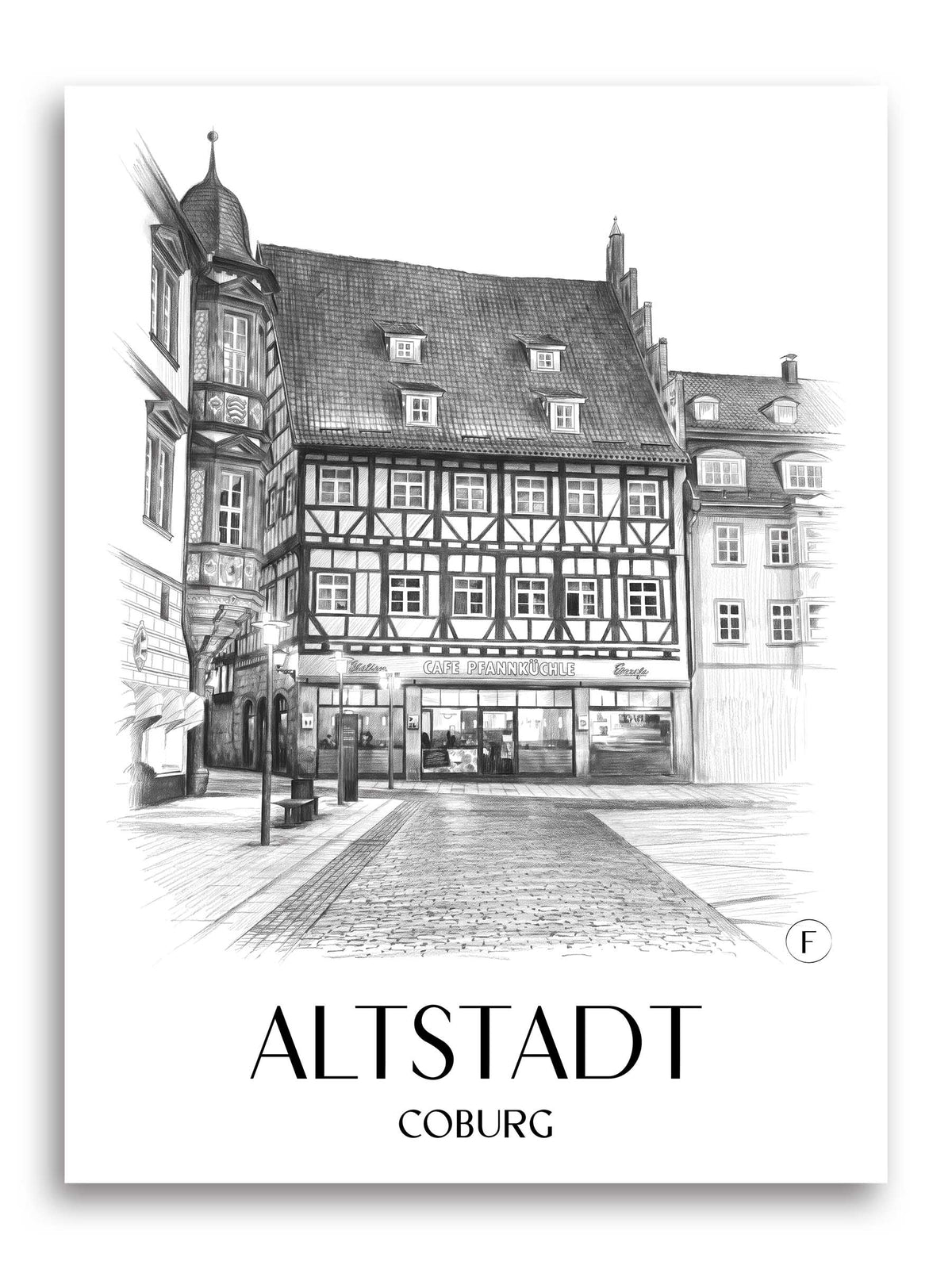 altstadt-coburg-deutschland-poster-bleistift-zeichnung-drawing