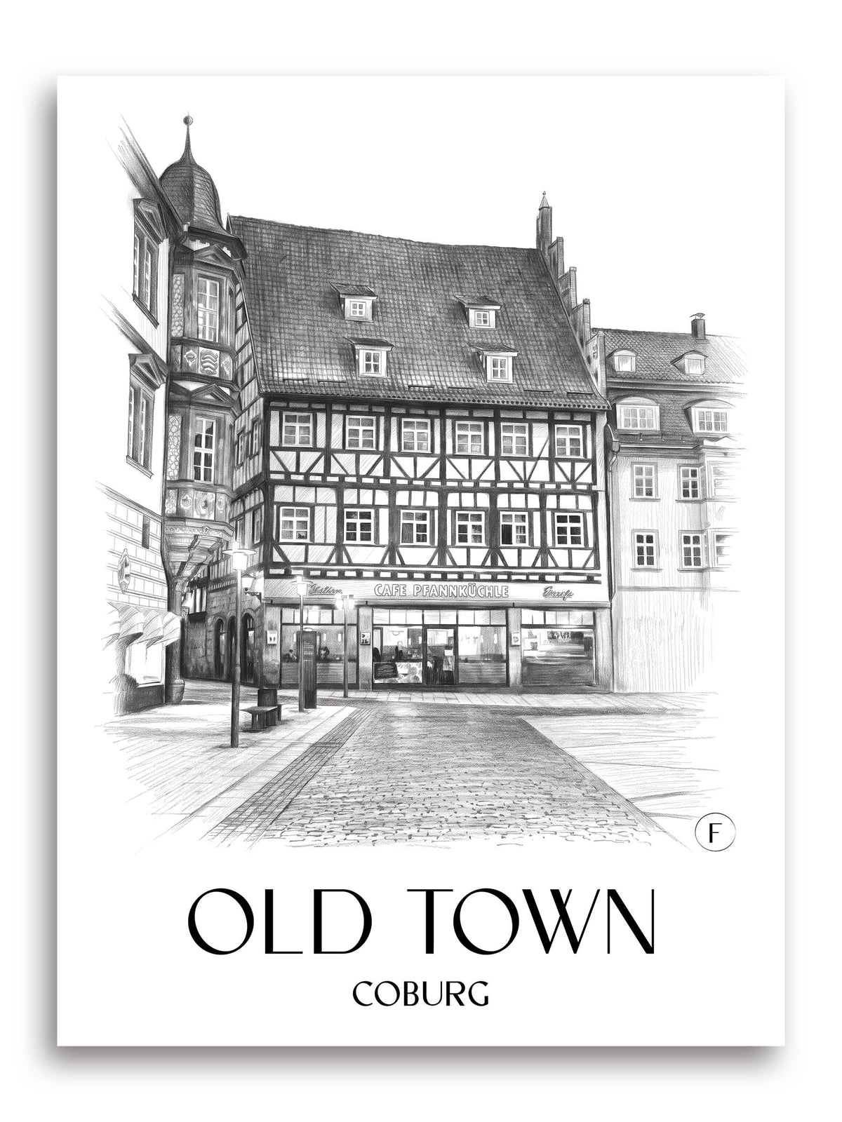Altstadt Poster - Coburg - Deutschland Kunstdruck - Zeichnung von A4 bis A1