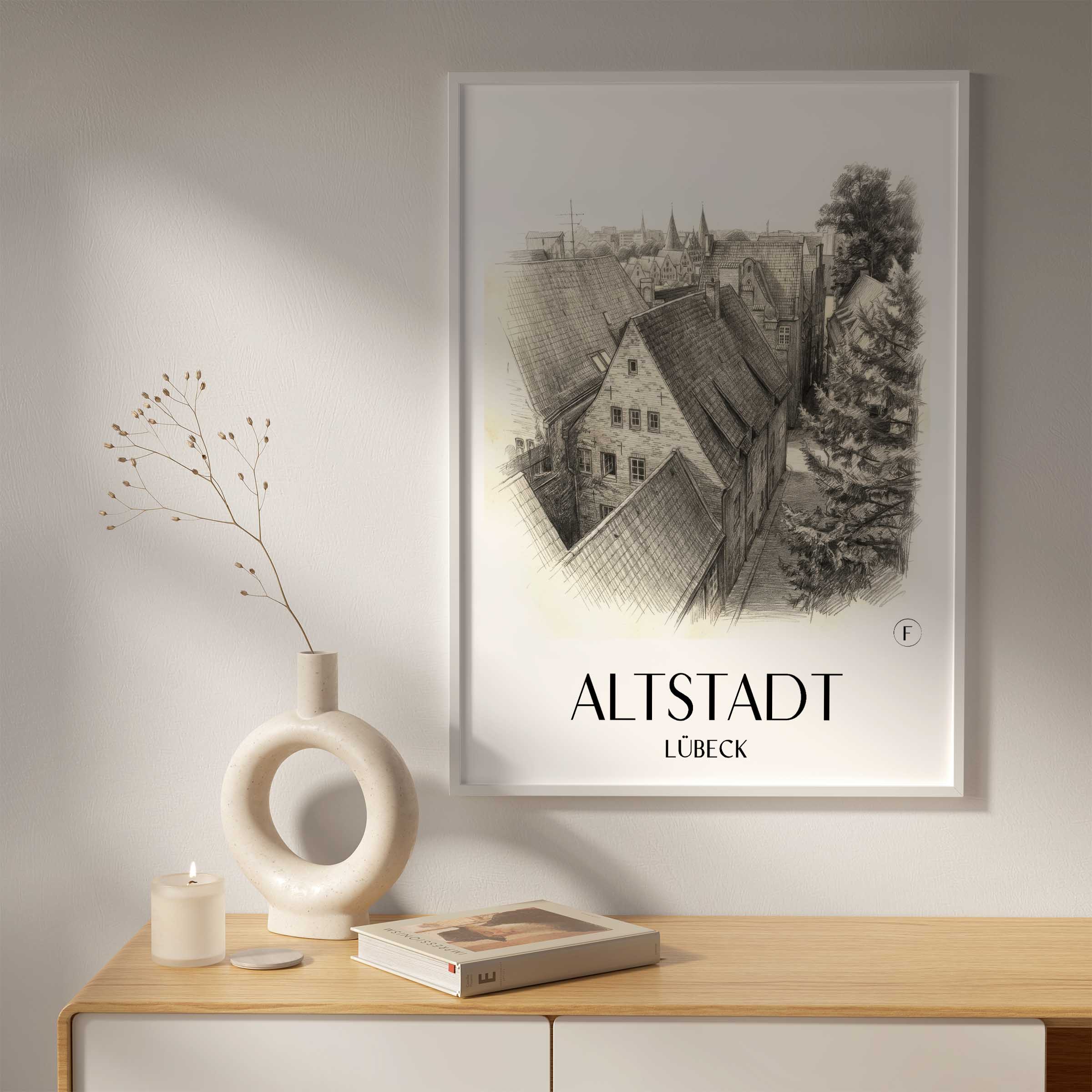 altstadt-lübeck-deutschland-poster-bleistift-zeichnung-drawing