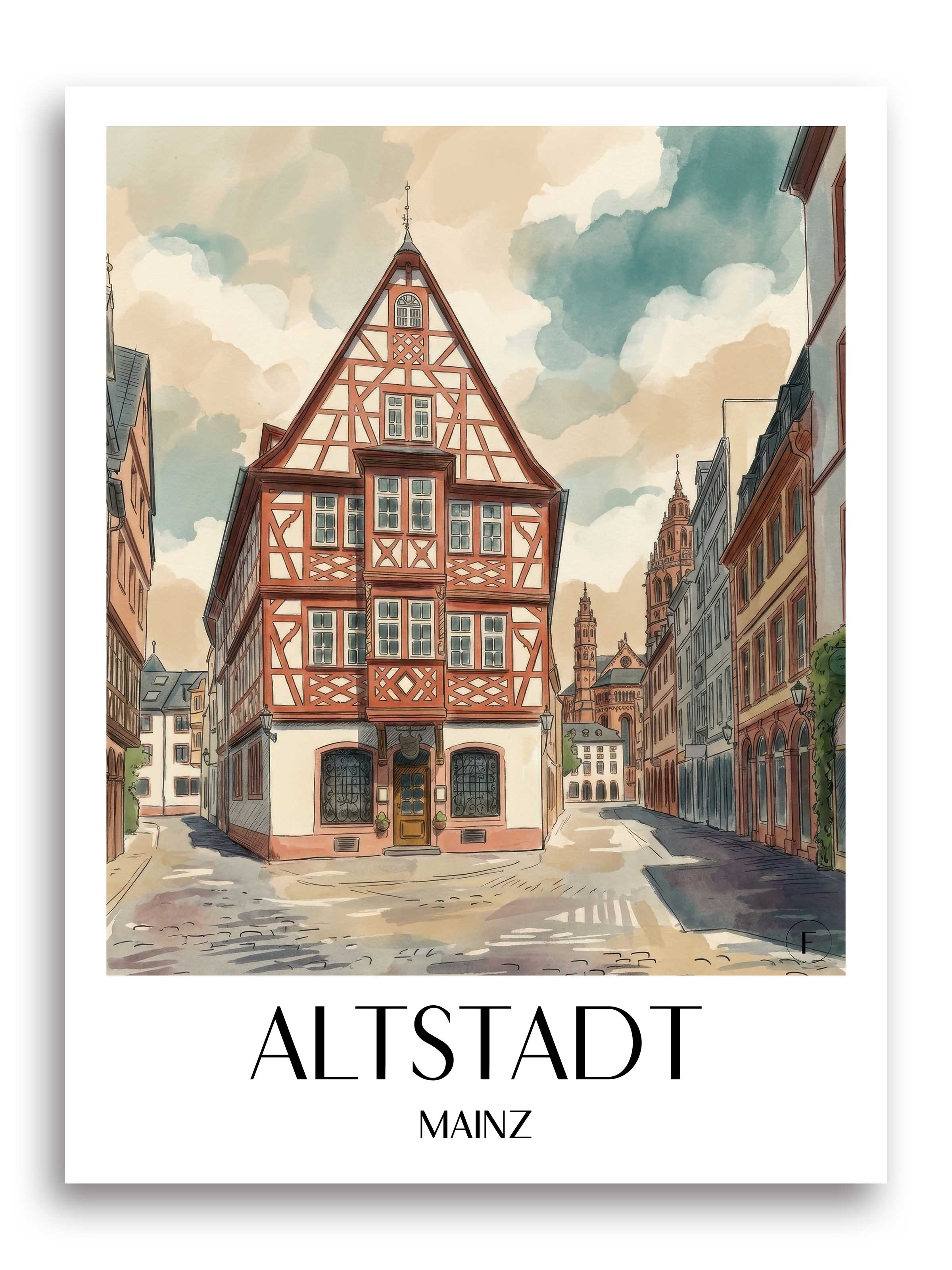 altstadt-mainz-deutschland-poster-aquarell