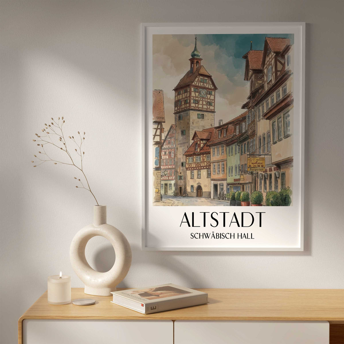 altstadt-schwäbisch-hall-deutschland-poster-aquarell