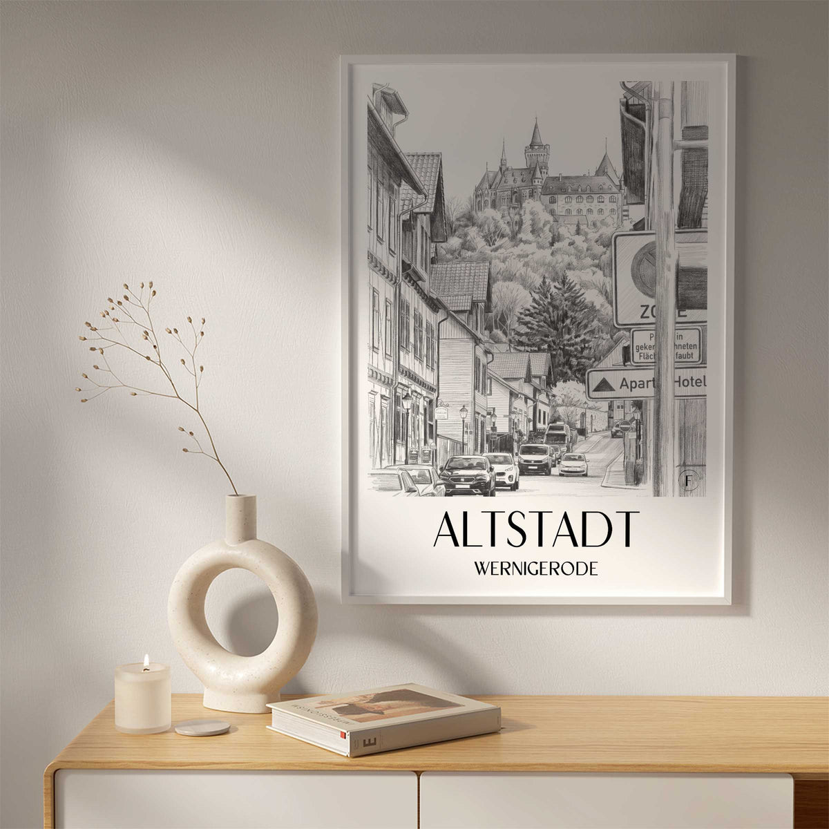 altstadt-wernigerode-deutschland-poster-bleistift-zeichnung-drawing