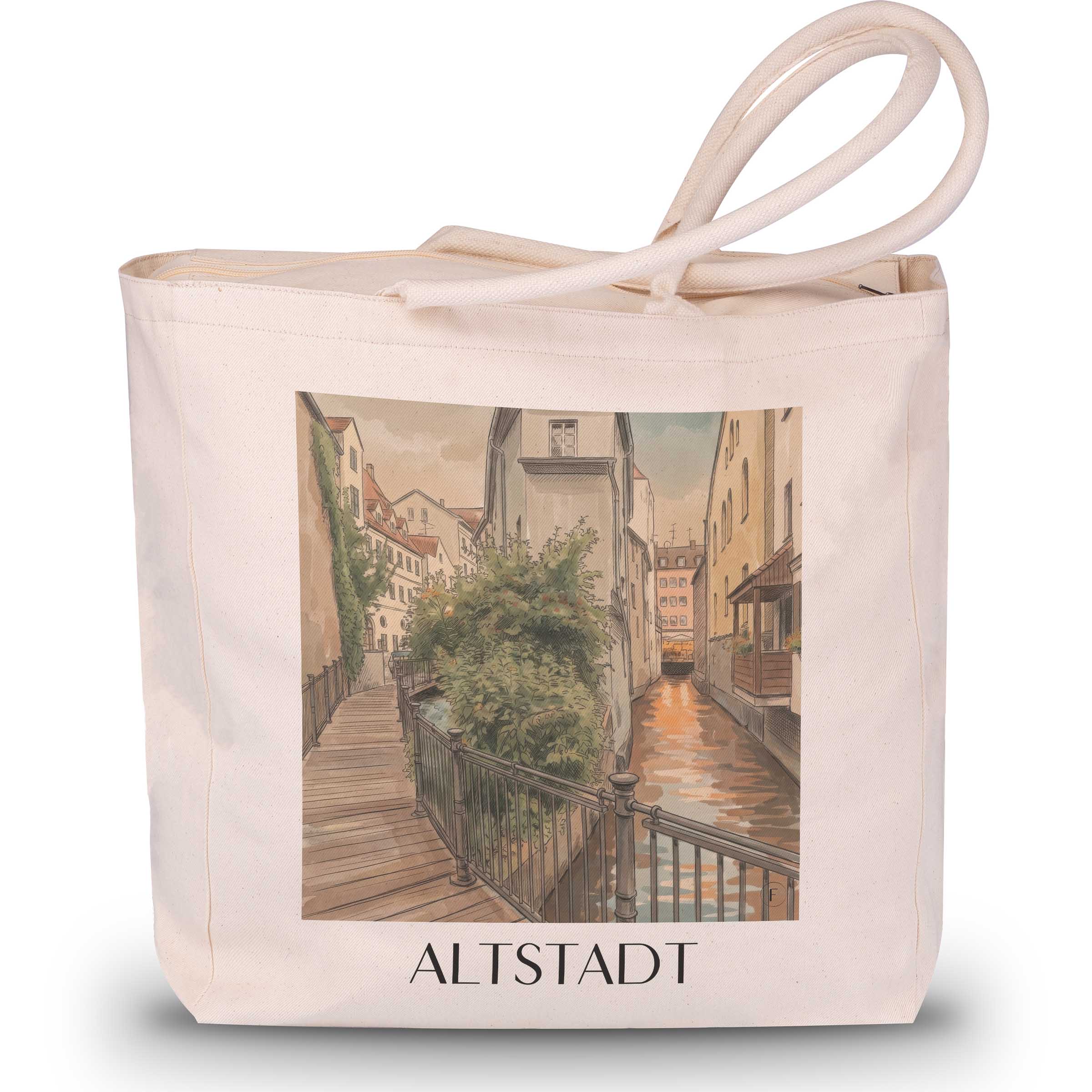 altstadt-augsburg-deutschland-einkaufstasche-aquarell