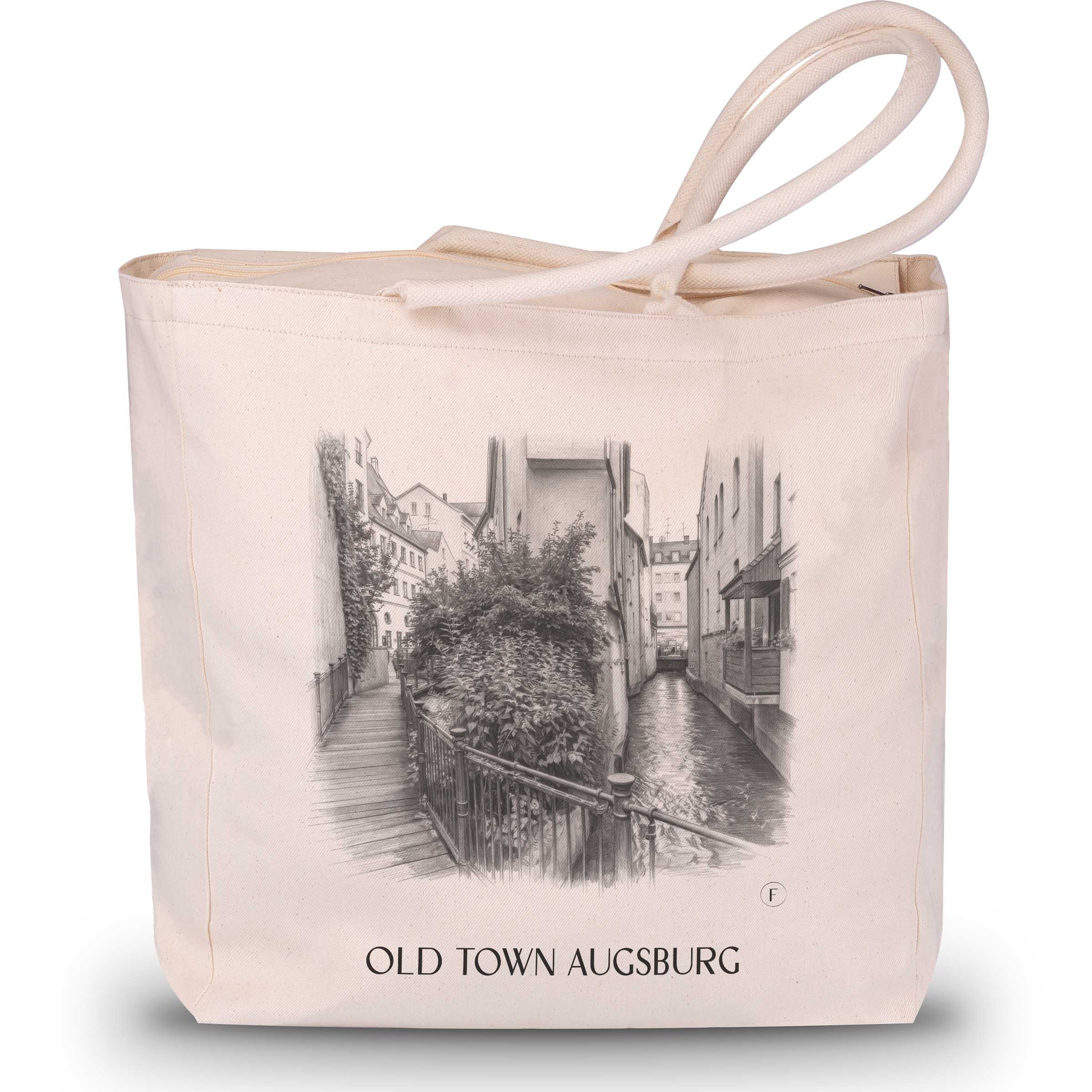 Altstadt Shopping Tasche - Augsburg - Deutschland Tote Bag - Einkaufstasche im Zeichnung Stil