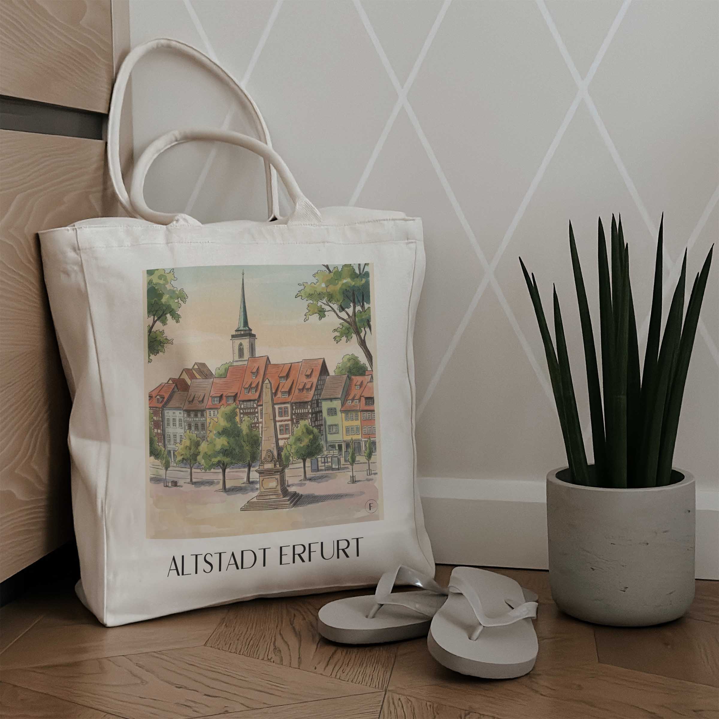 altstadt-erfurt-deutschland-einkaufstasche-aquarell