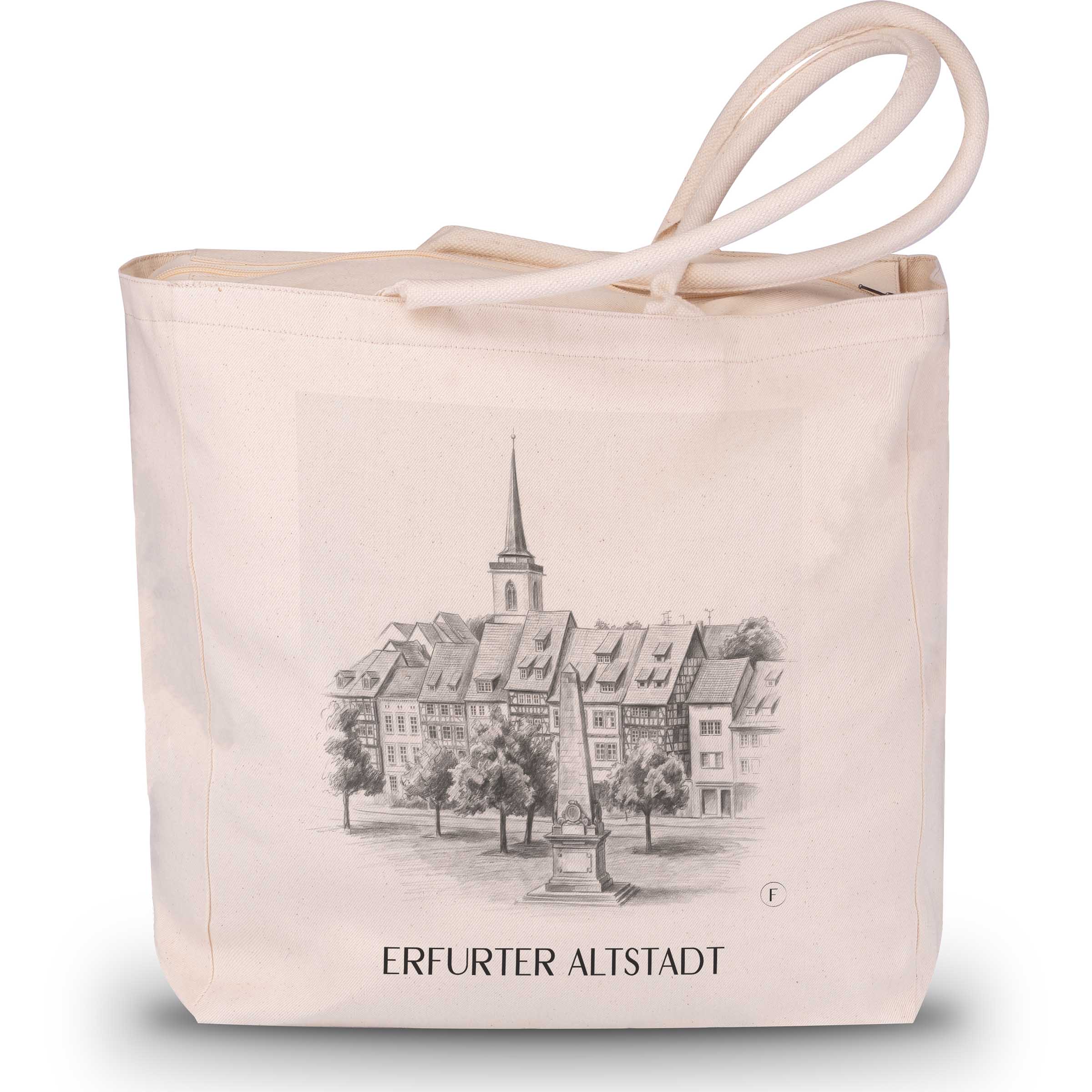 altstadt-erfurt-deutschland-einkaufstasche-bleistift-zeichnung-drawing