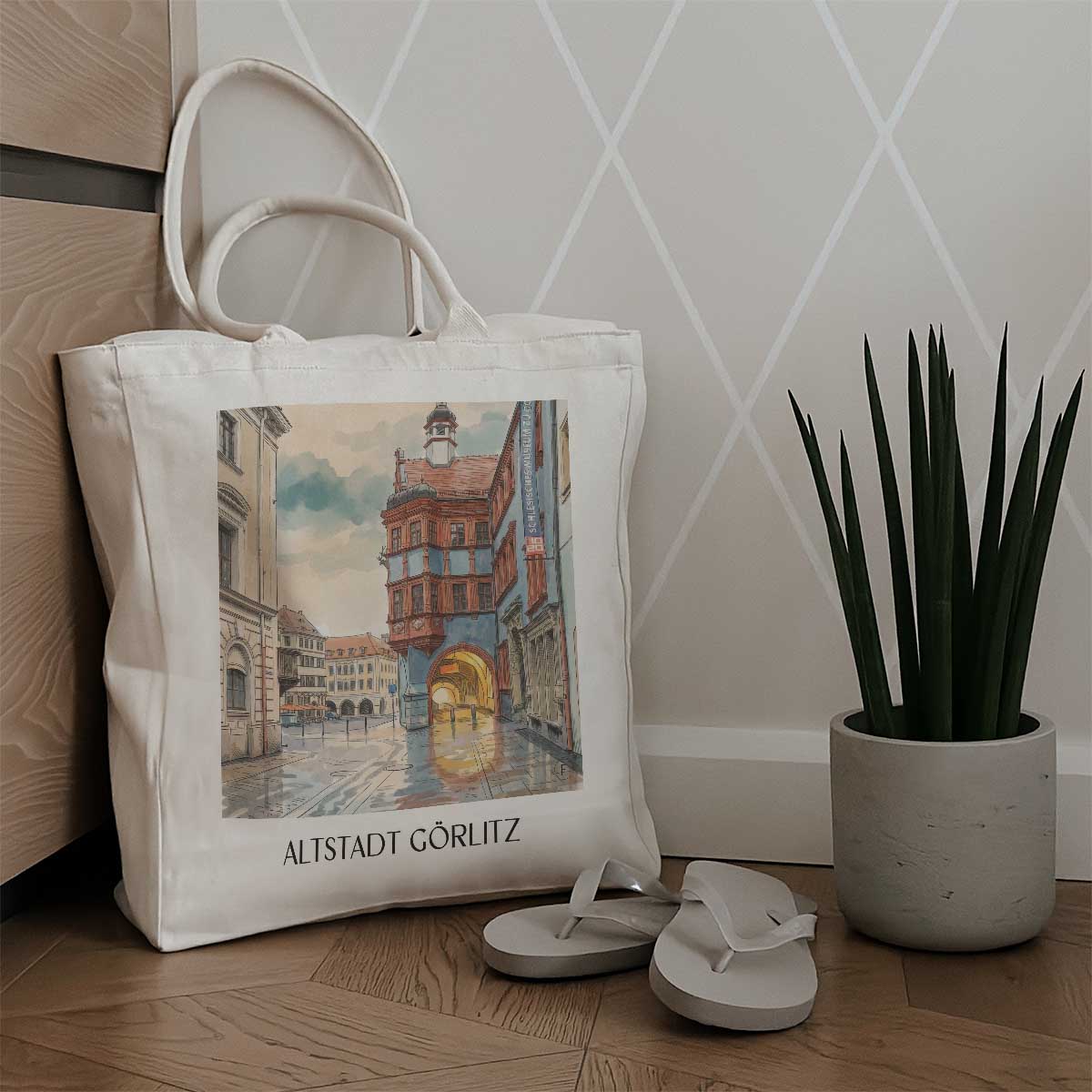 altstadt-görlitz-deutschland-einkaufstasche-aquarell