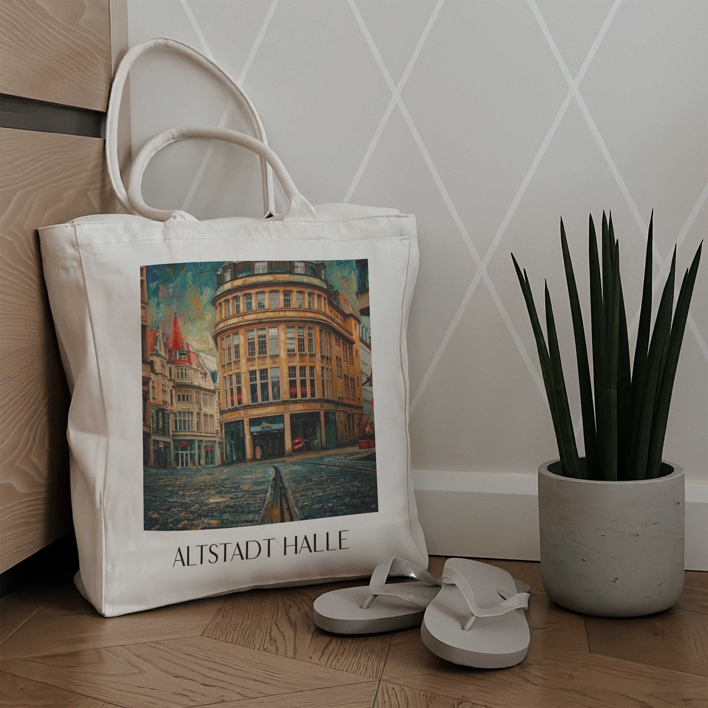 altstadt-halle-deutschland-einkaufstasche-oil-painting-oelgemaelde